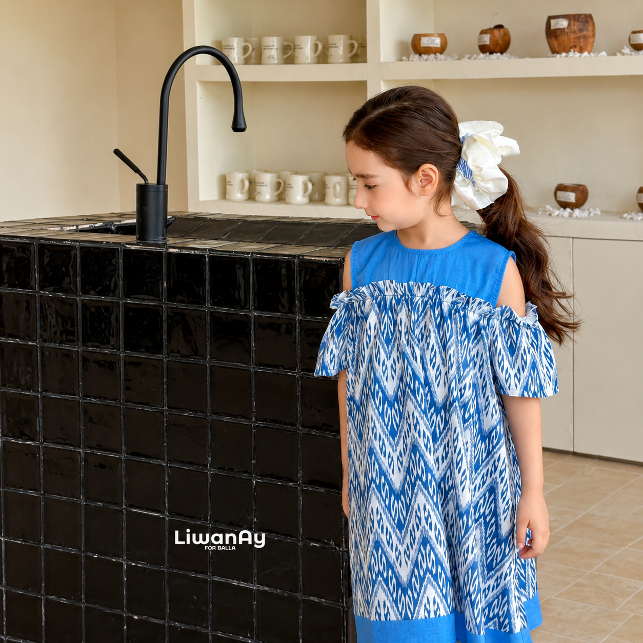 Siblings Set β Blue Ikat Dress & Shirt (Buy Separately )