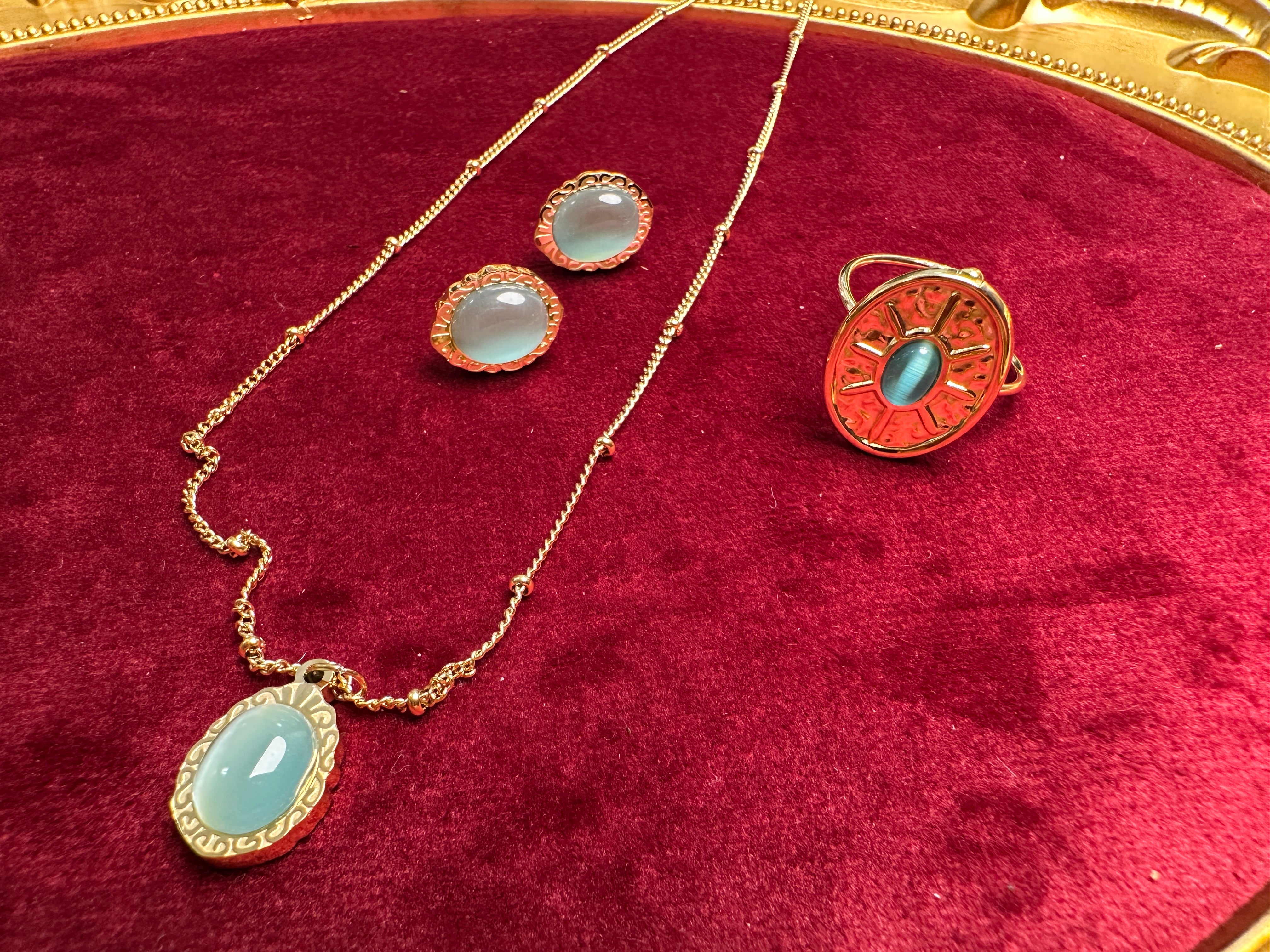 Gold Color Stainless Steel Fringe Necklace – Statement Beaded Design(36)