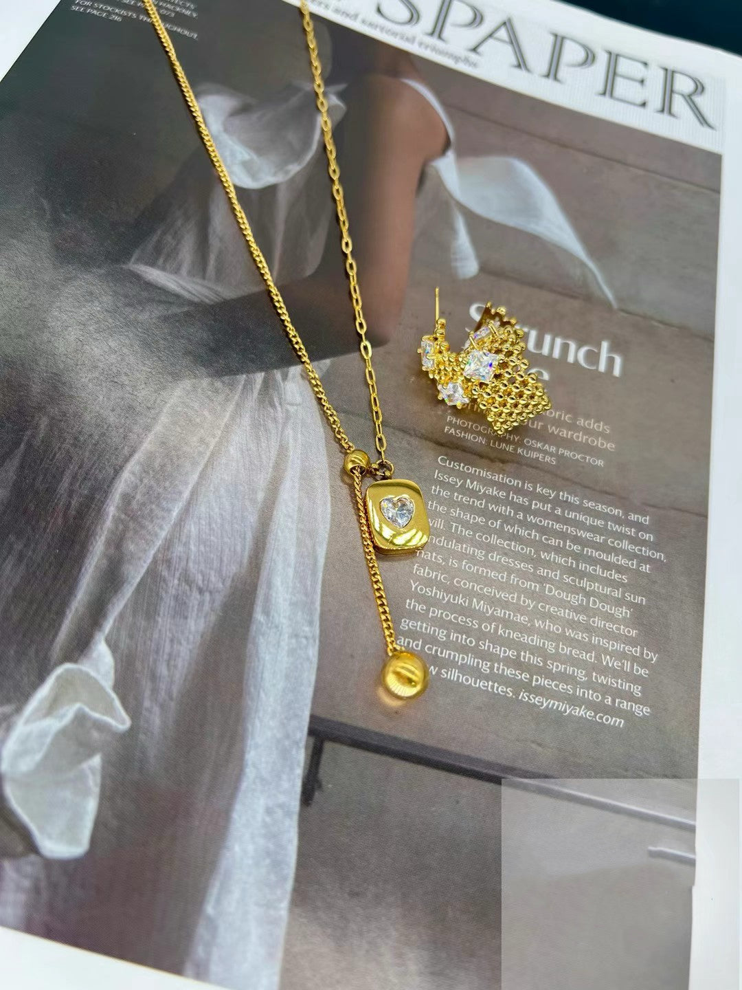 Gold Color Stainless Steel Fringe Necklace – Statement Beaded Design(42)