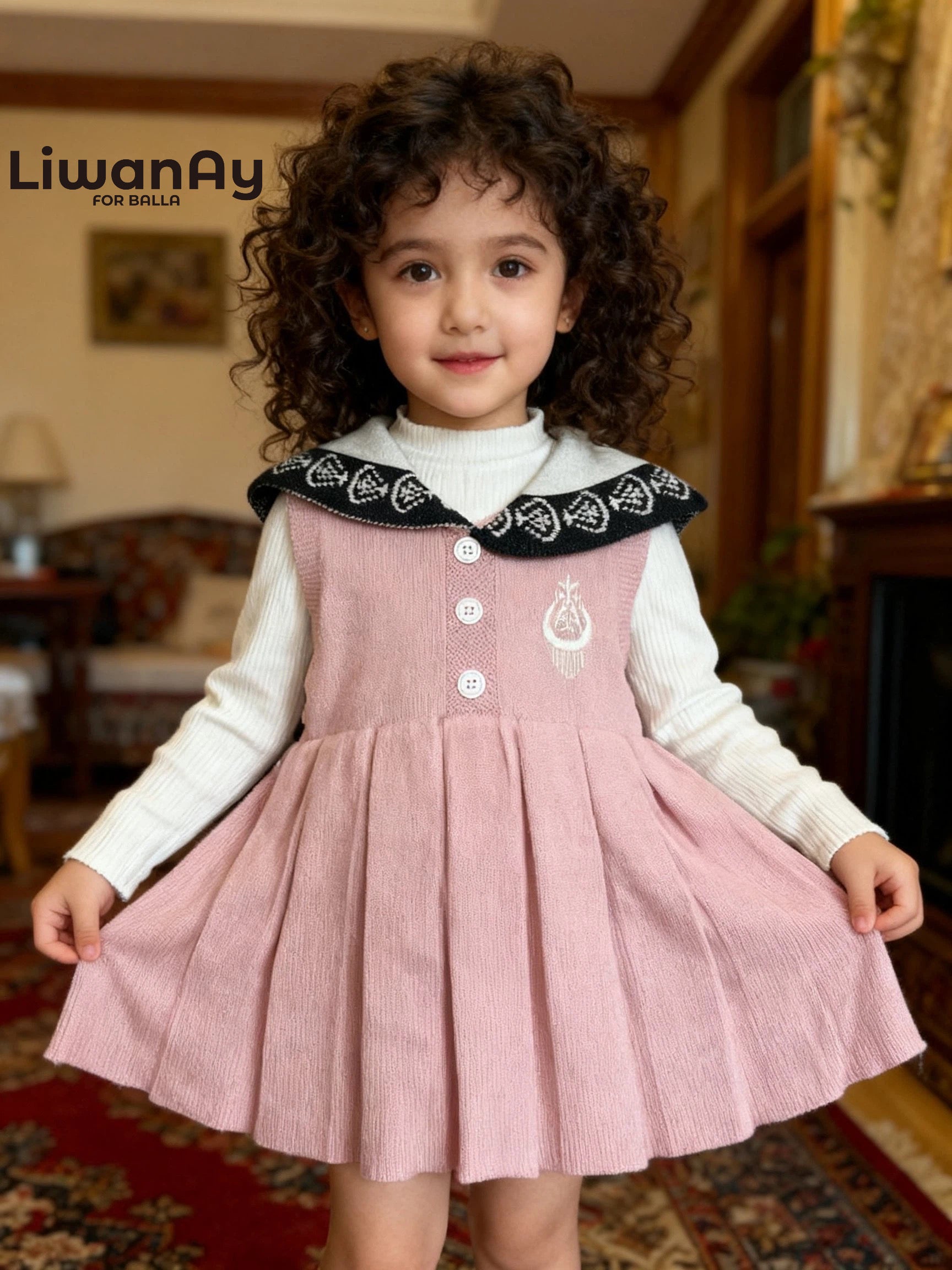 Pink Knit Sailor-Collar Dress