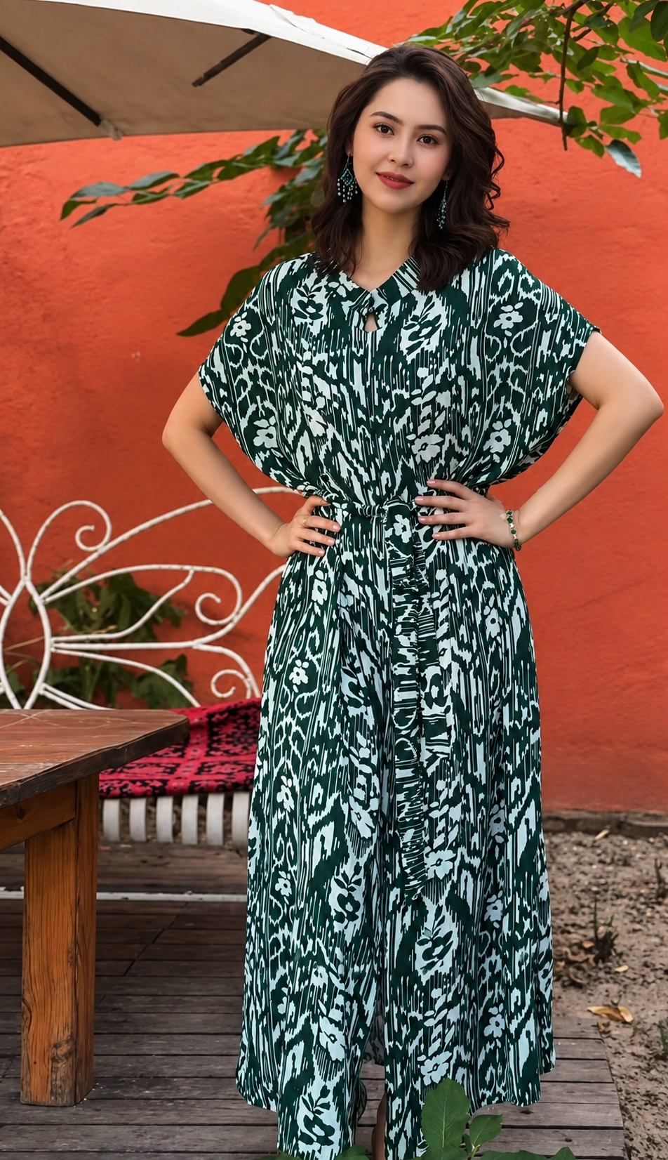 Silk Chiffon Ikat Jumpsuit