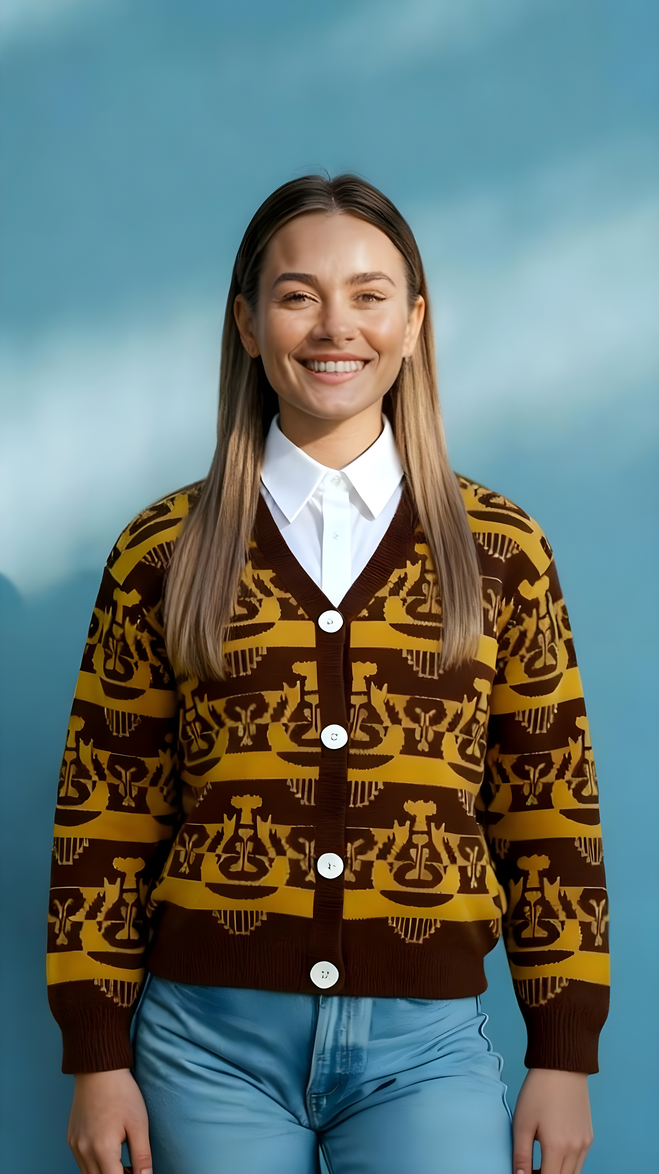 Atlas Knit Cardigan – Anti-Pilling Cultural Pattern Sweater – One Size Fits 50–90kg (Copy)