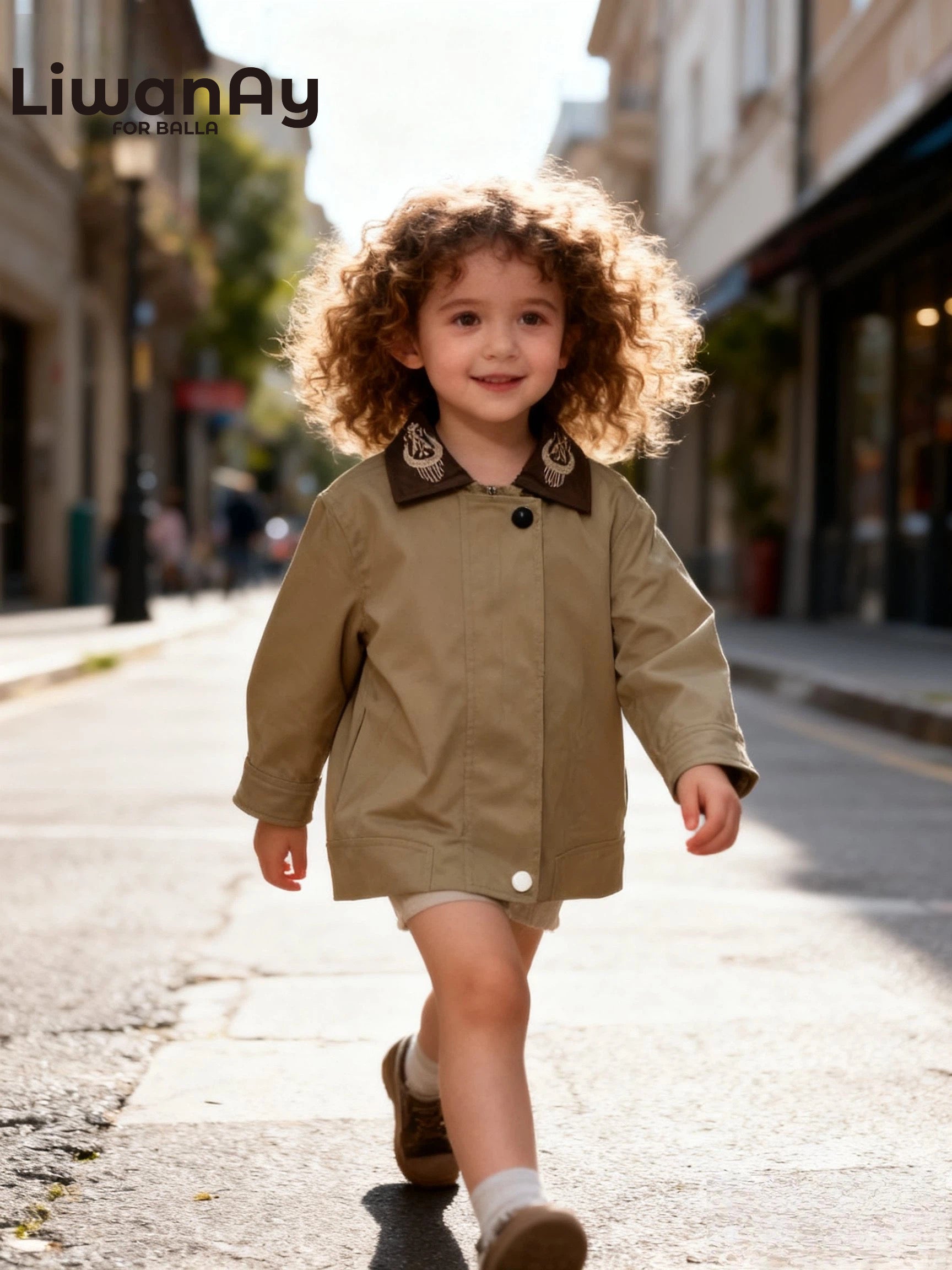 Navy & Brown Embroidered Trench Coat