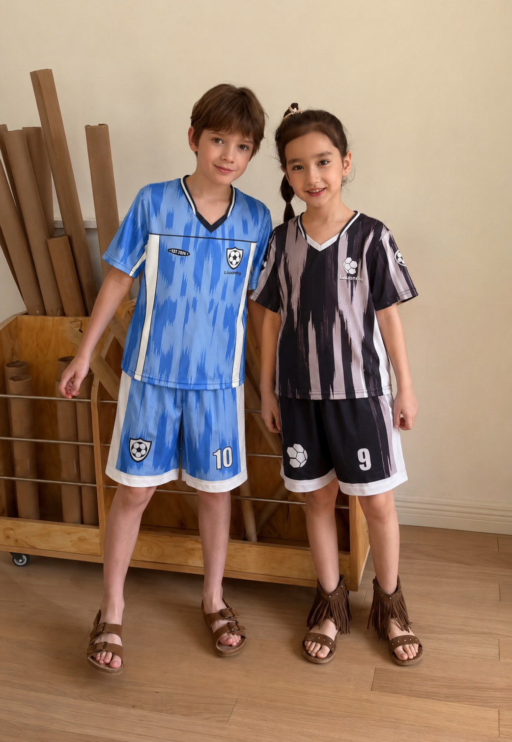 Kids Soccer Jersey Set – Black Athletic Outfit (Unisex)