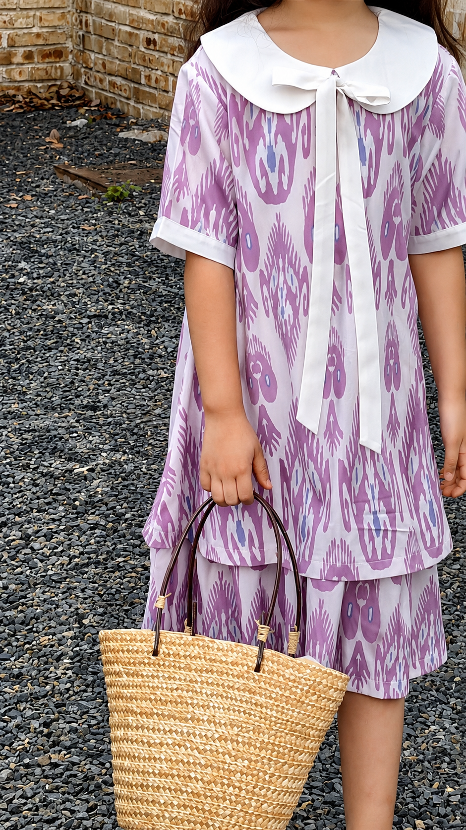 Summer Essential Cotton Ikat Dress – Lavender Edition