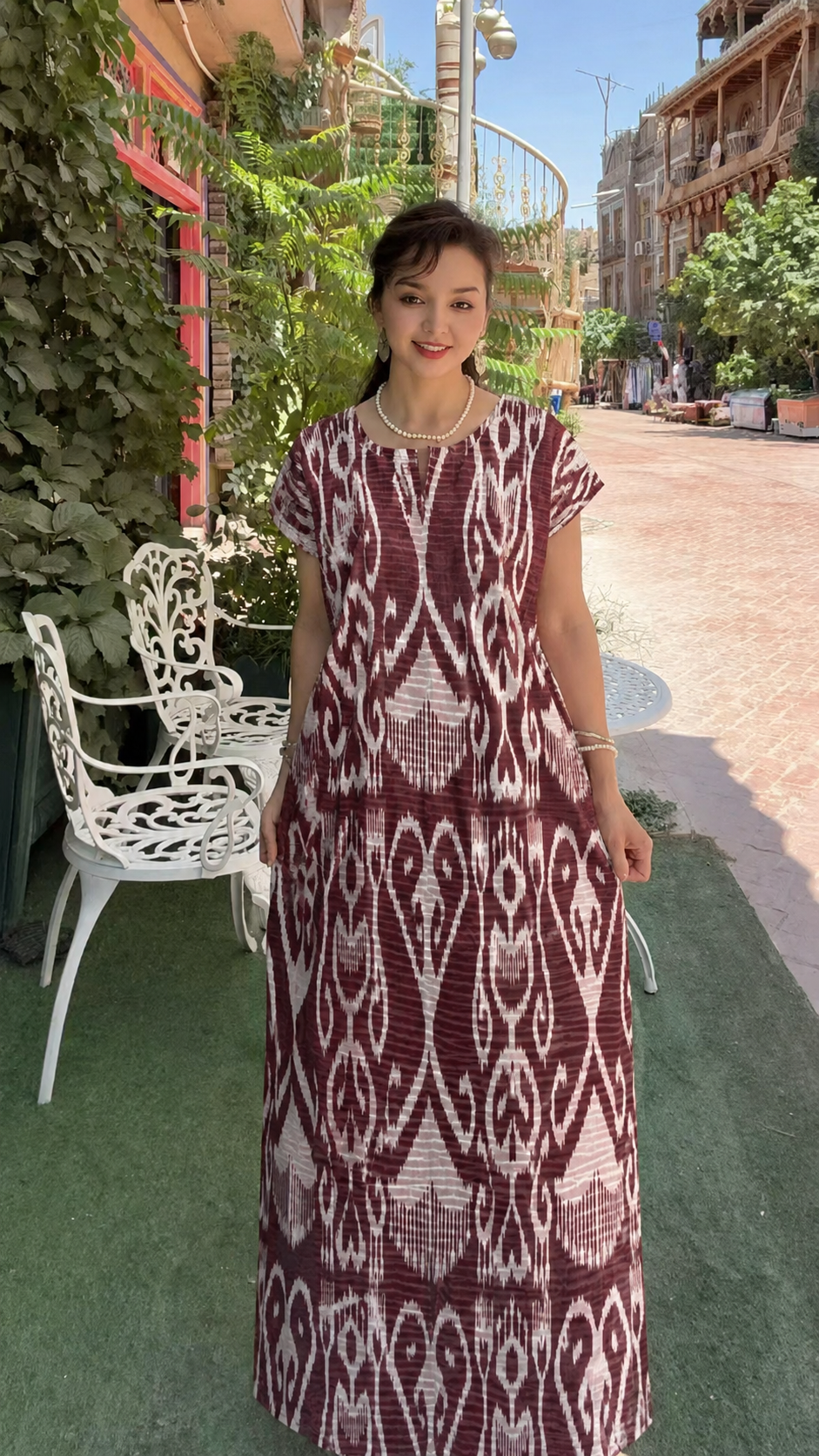 Crimson Heritage Tie-Dye Cotton Caftan