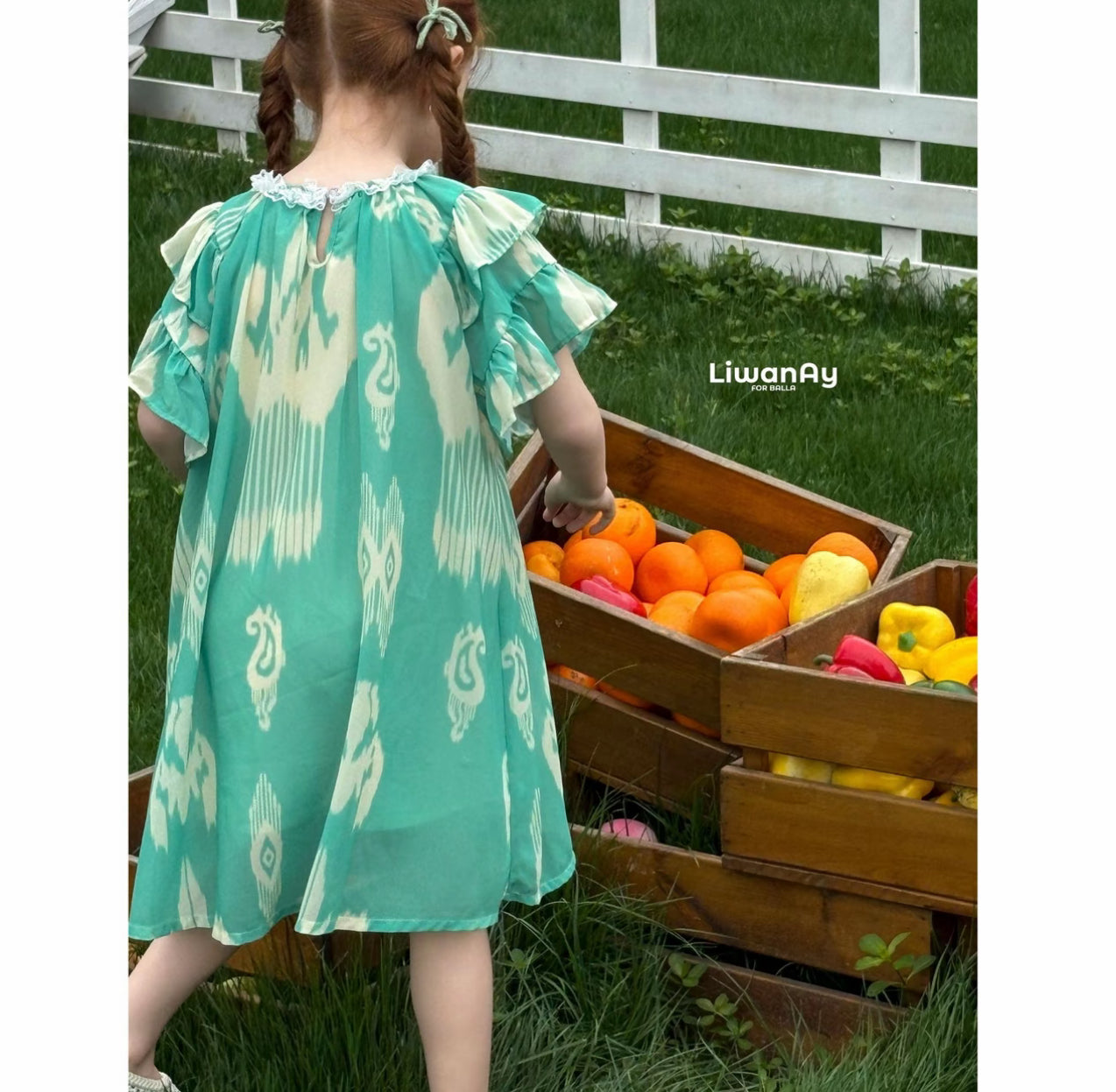 Mint Green Flutter Sleeve Ikat Dress – Liwanay Kids