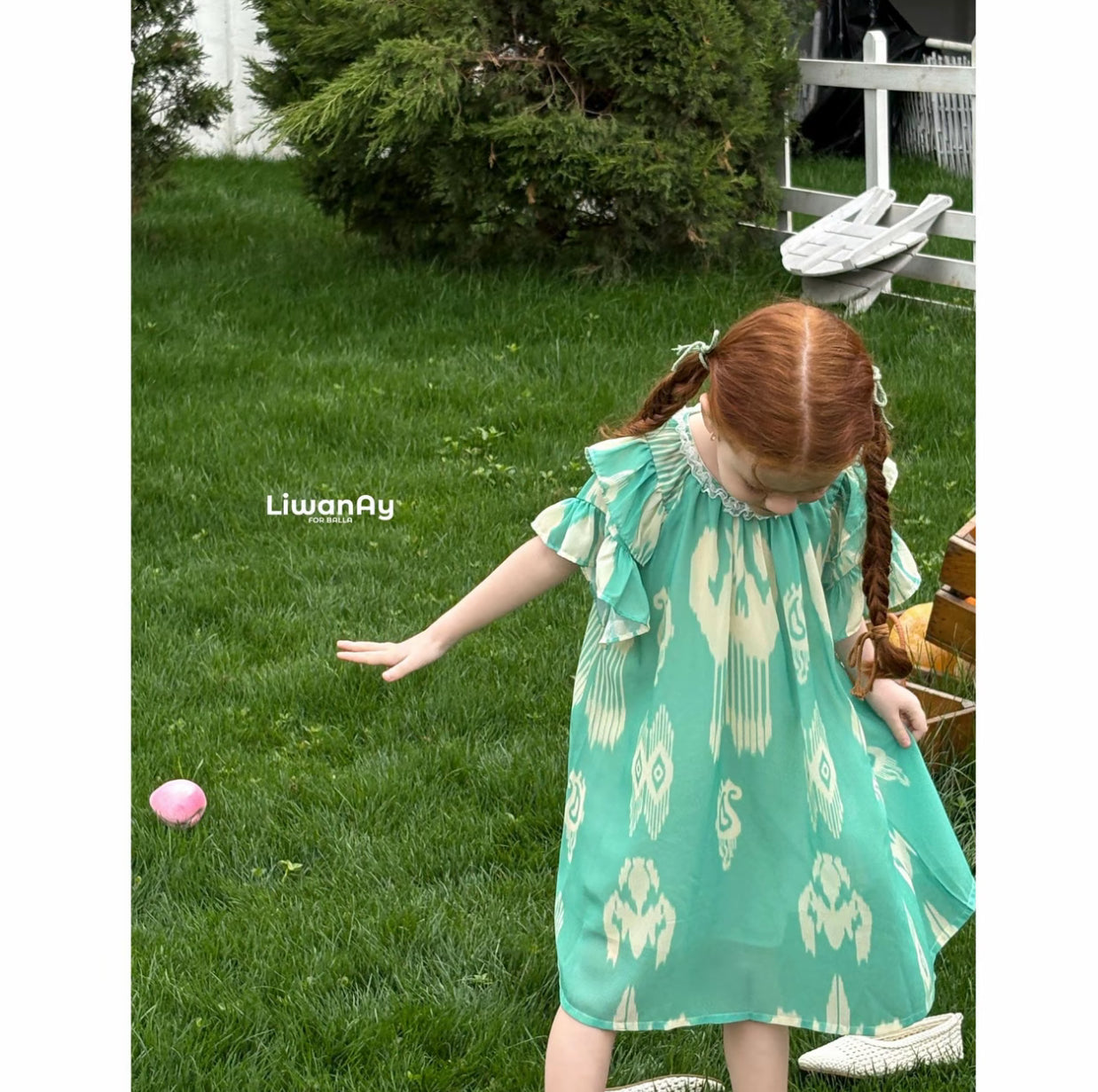 Mint Green Flutter Sleeve Ikat Dress – Liwanay Kids