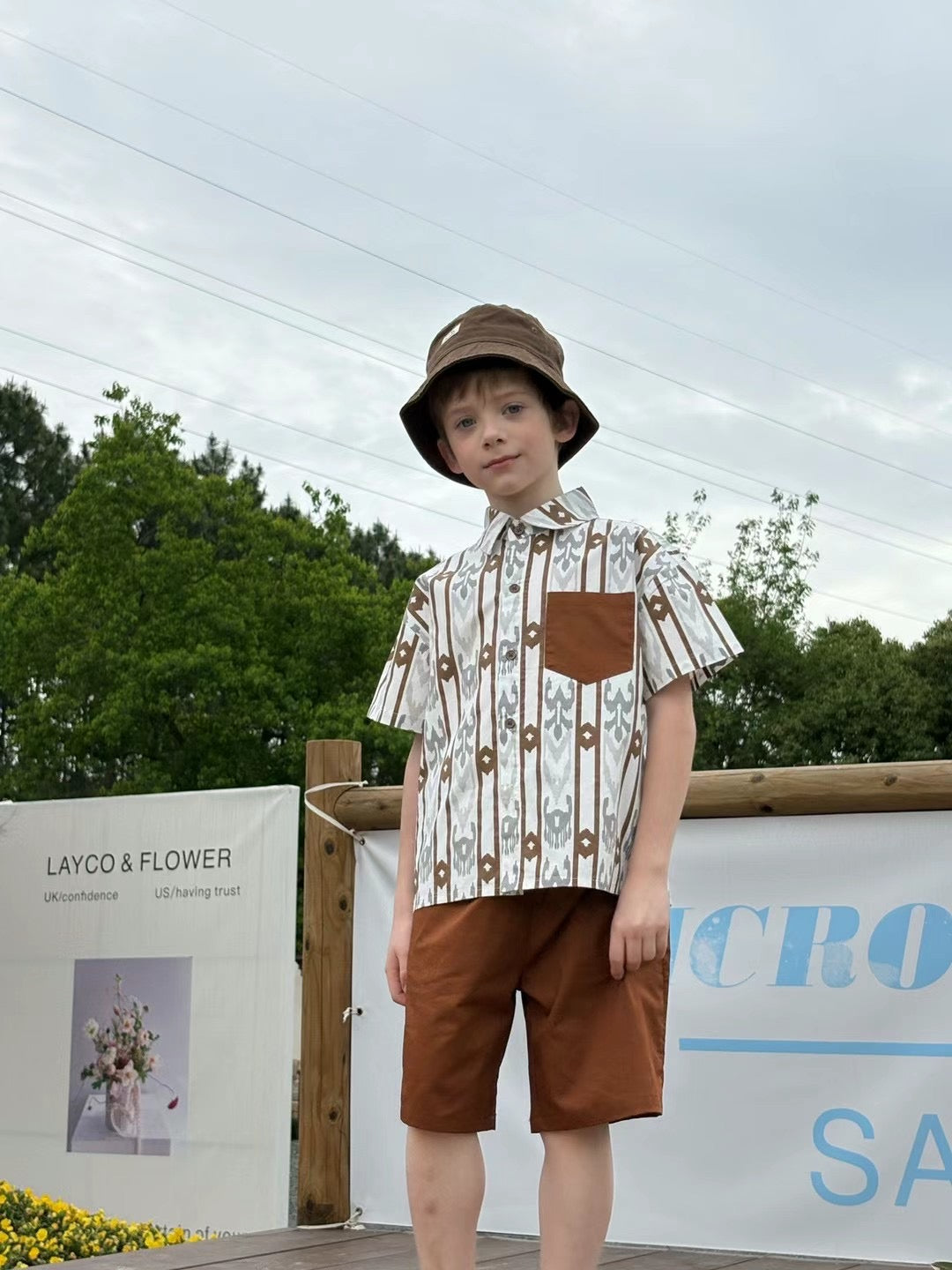 Boys’ 2-Piece Atlas Ikat Set – Rust Red/Blue & Stone Brown