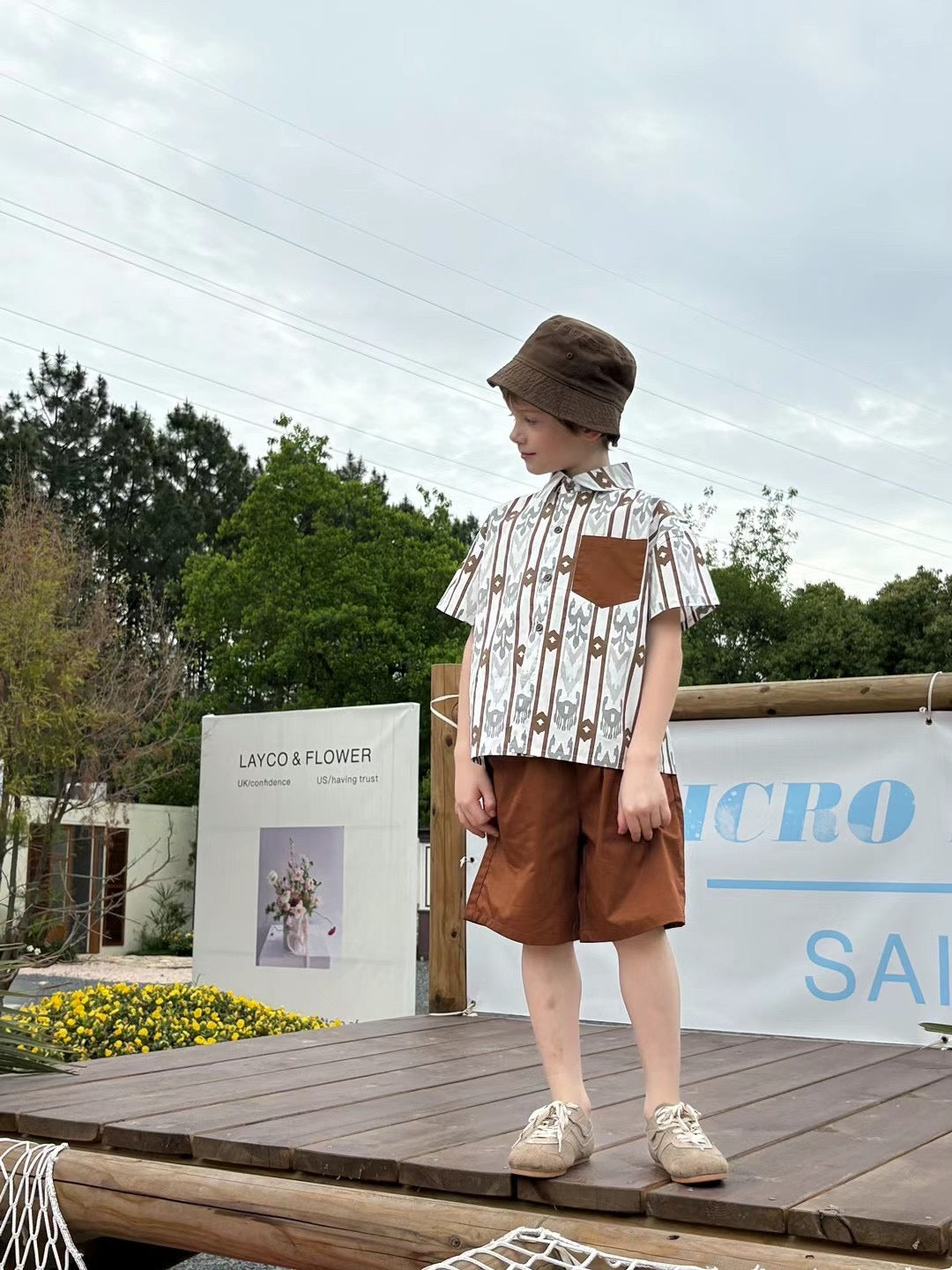 Boys’ 2-Piece Atlas Ikat Set – Rust Red/Blue & Stone Brown