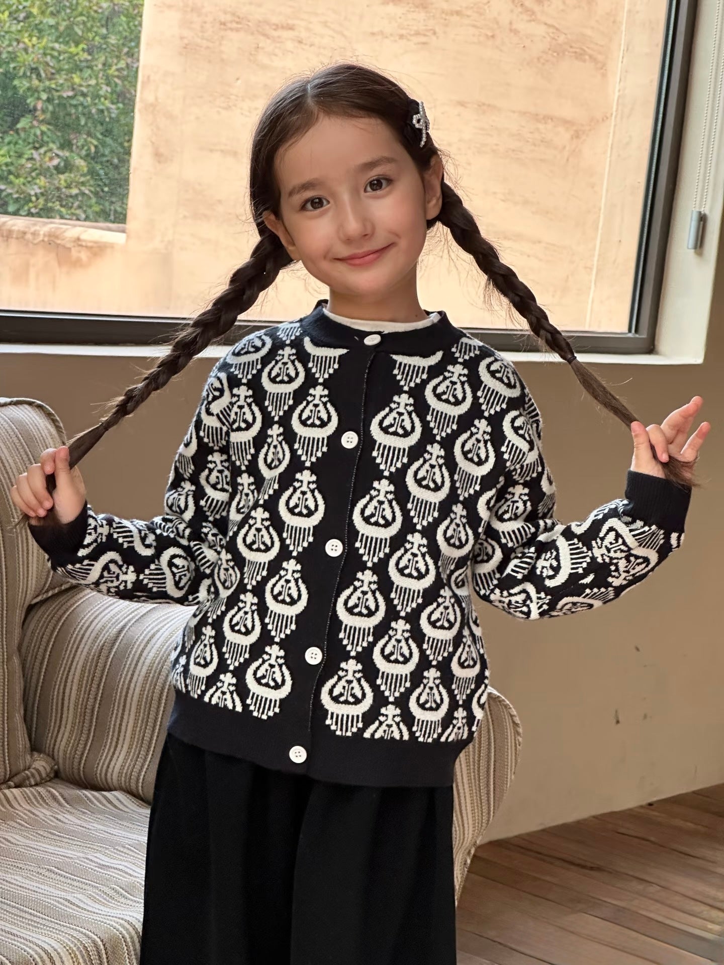 Atlas Knit Cardigan – Unisex Anti-Pilling Cultural Pattern Sweater