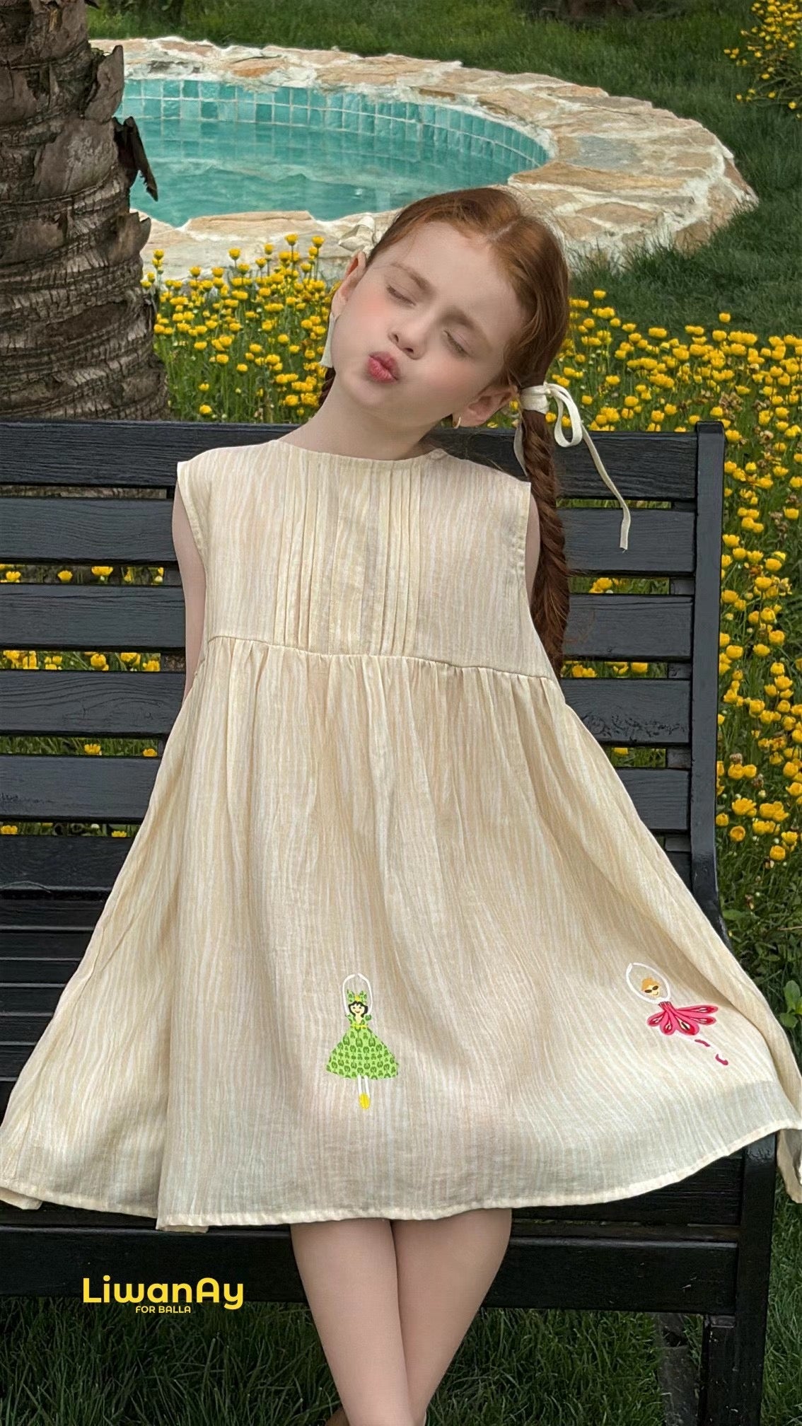 Limited Edition Cotton Princess Dress β Sky Blue / Ivory