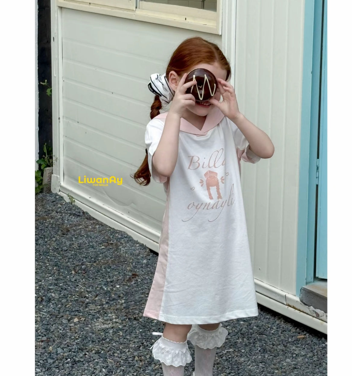 Sporty Sailor-Collar Cotton Dress – "Bella" Print