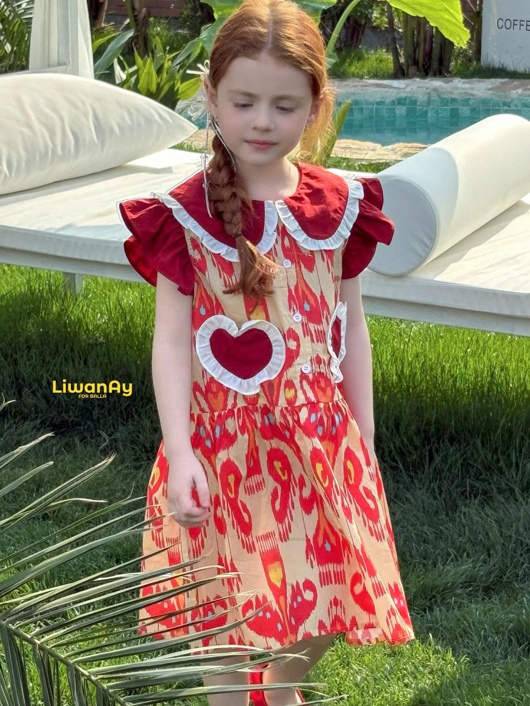 Holiday Celebration Dress – Premium Cotton with Heart Embroidery