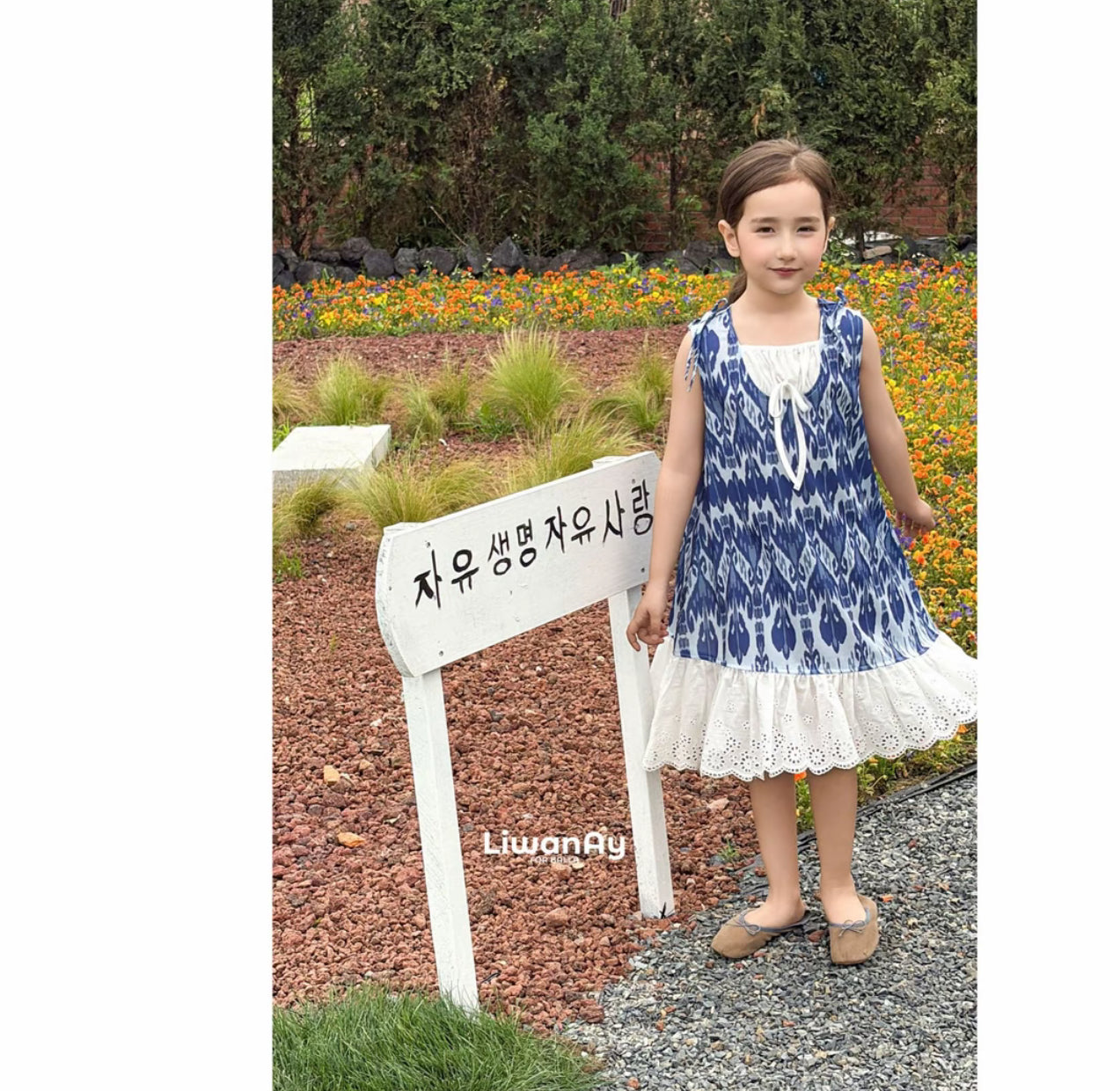 Denim Blue Ikat Eyelet Dress – Mommy & Me Matching | LiwanAy