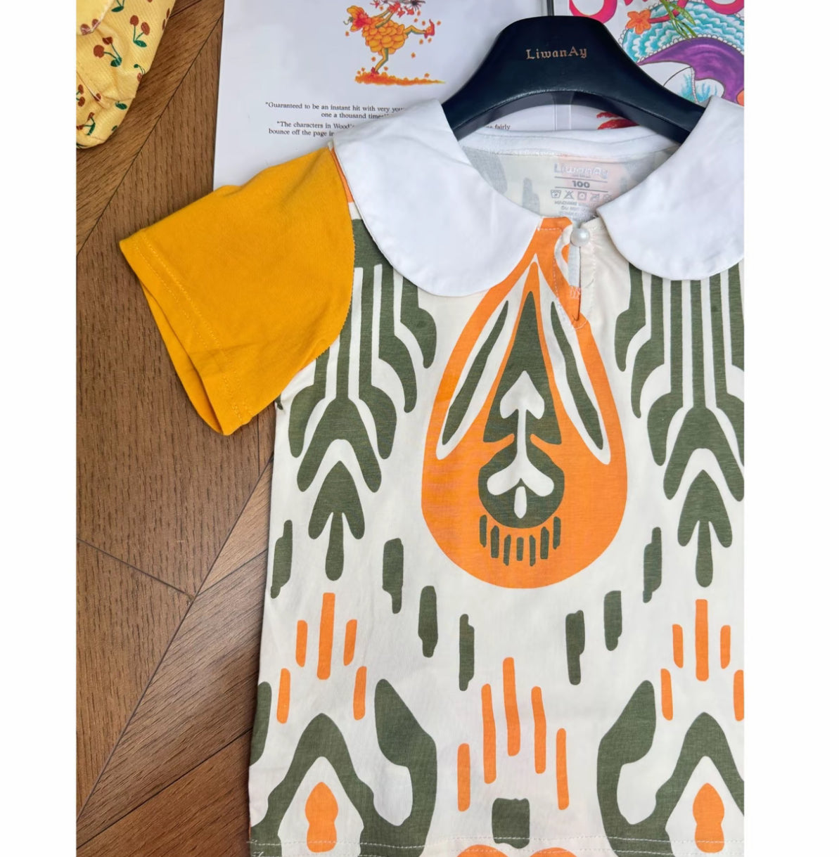 Ikat Summer Top with Contrast Sleeves – Unisex Style | Liwanay