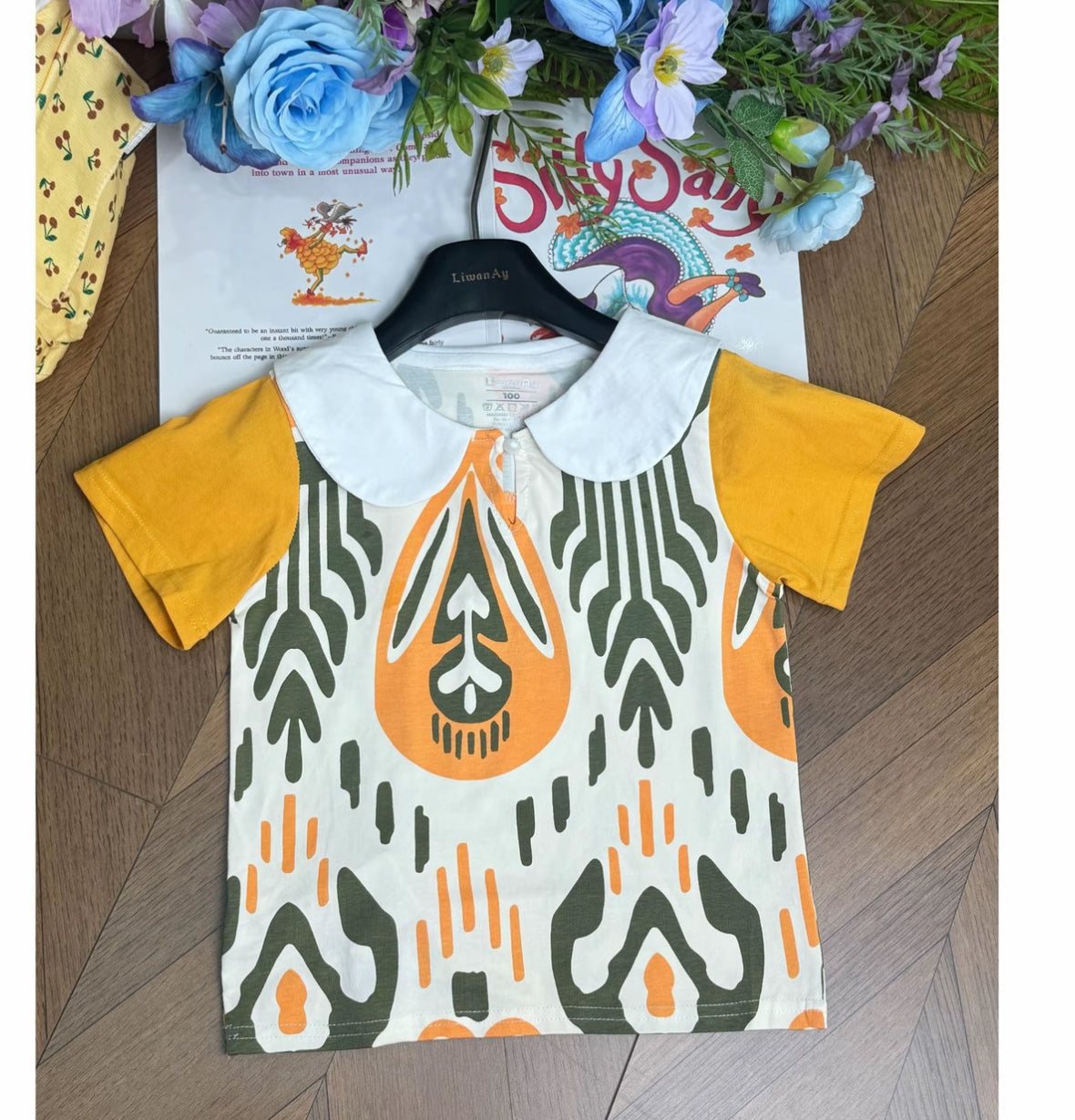 Ikat Summer Top with Contrast Sleeves – Unisex Style | Liwanay