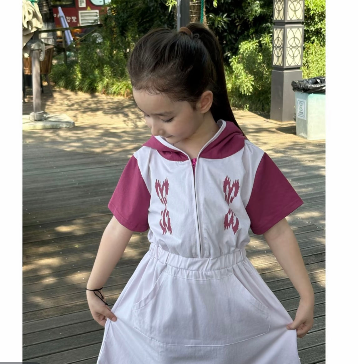 Sporty Hooded Dress with Ikat Embroidery | Liwanay Active Series