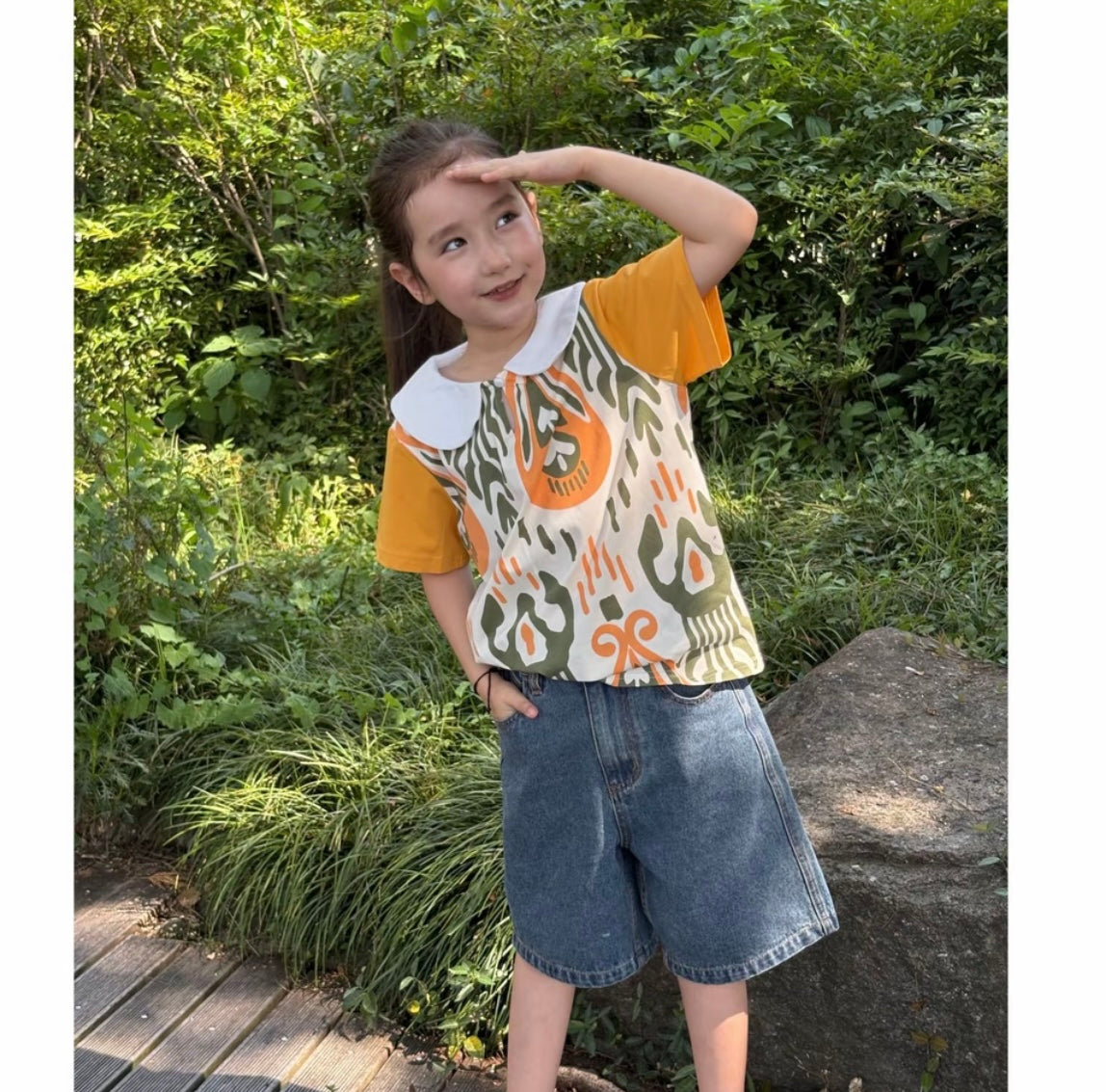 Ikat Summer Top with Contrast Sleeves – Unisex Style | Liwanay