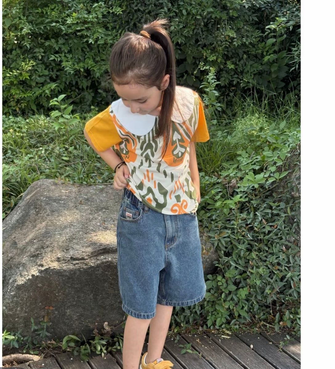 Ikat Summer Top with Contrast Sleeves – Unisex Style | Liwanay