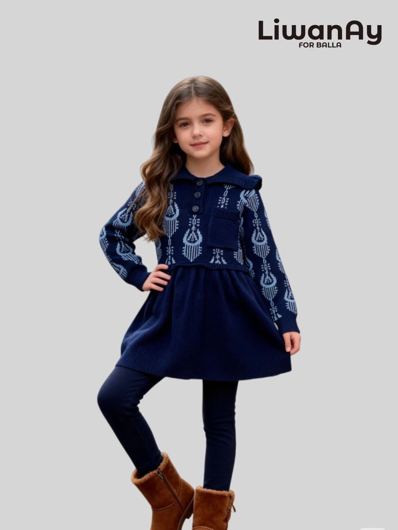 Atlas Knit Long Sleeve Dress for Girls