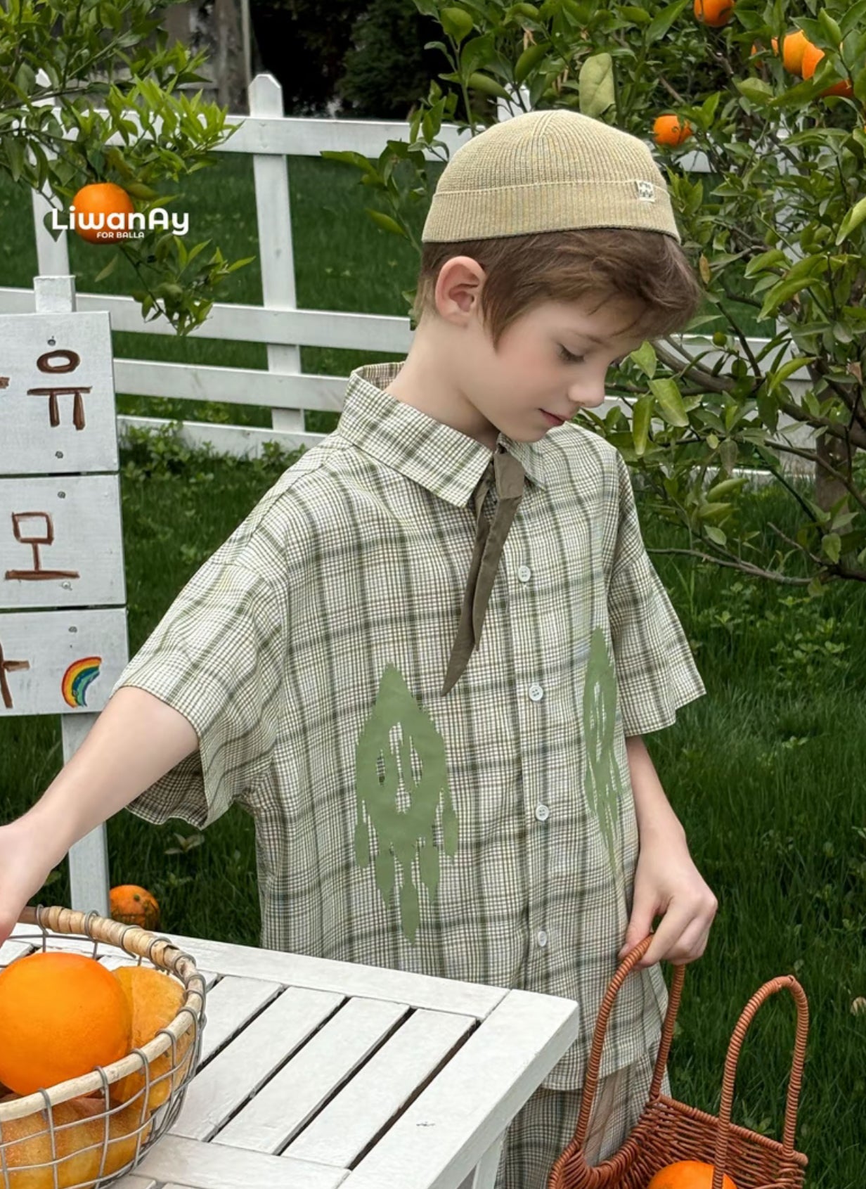 Matching Sibling Outfit – Plaid Ikat Shirt & Dress Set