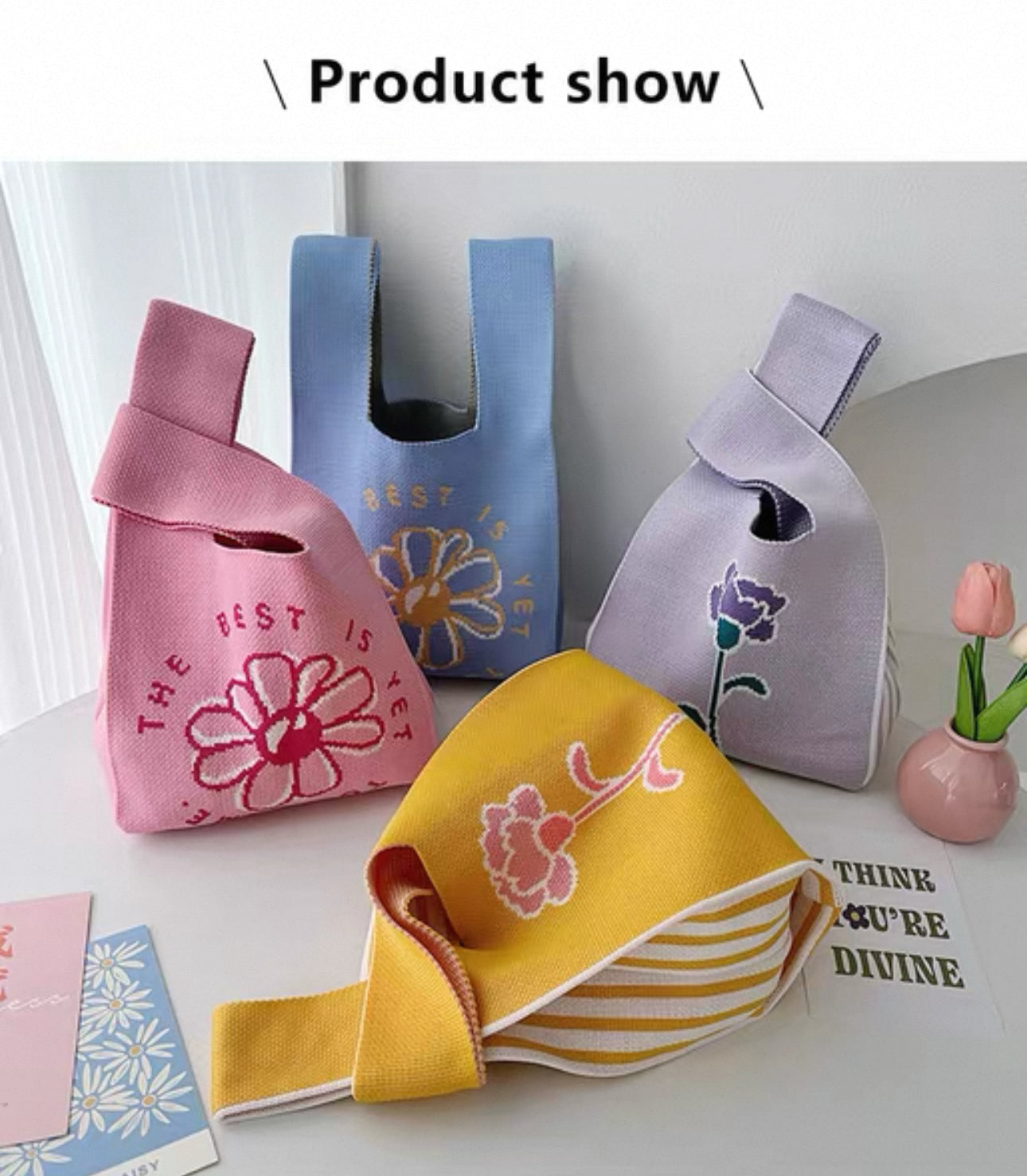 Mini Floral Knot Bag – Cute & Foldable Tote for Girls & Women