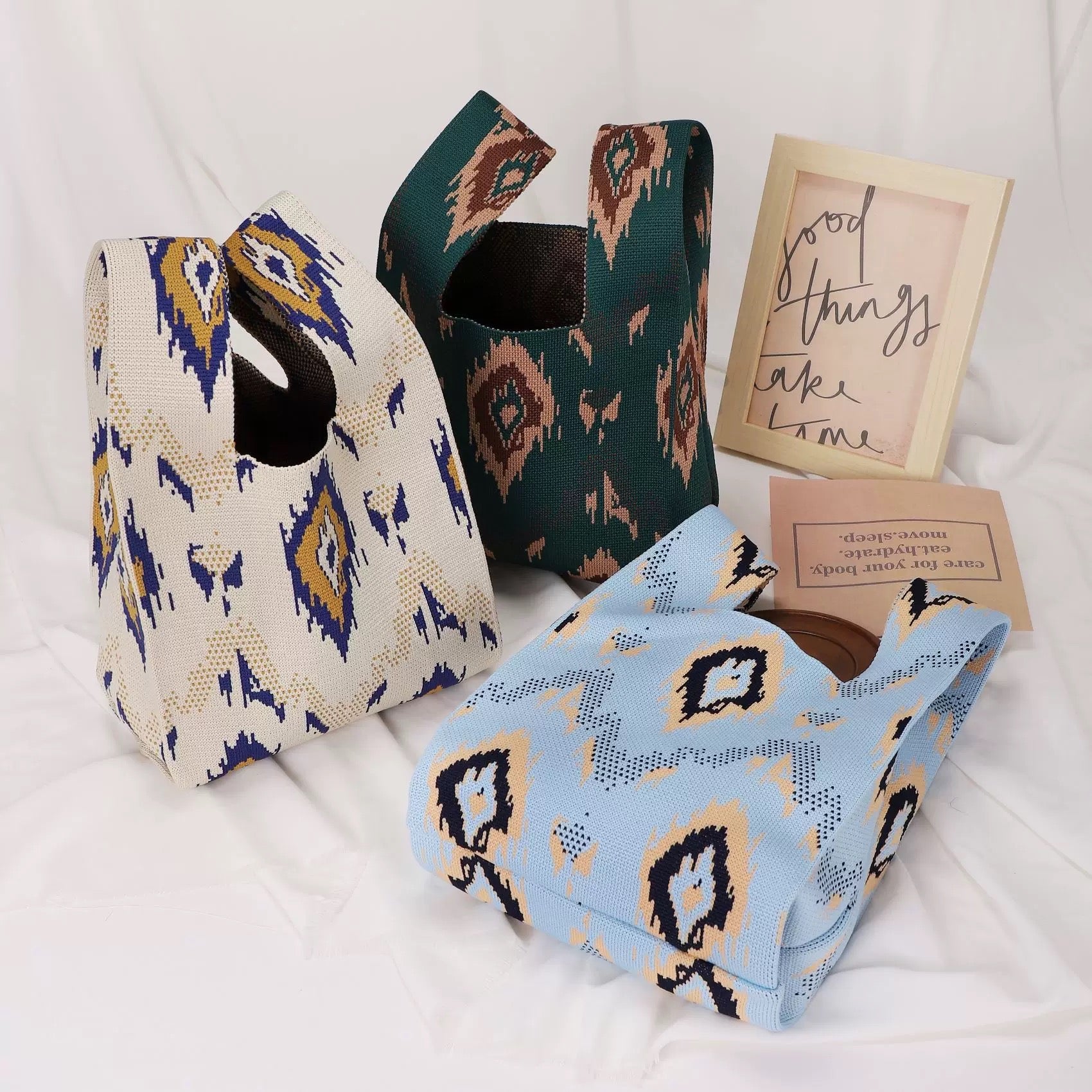 Mini Ikat Knot Bag – Lightweight & Foldable Storage Tote