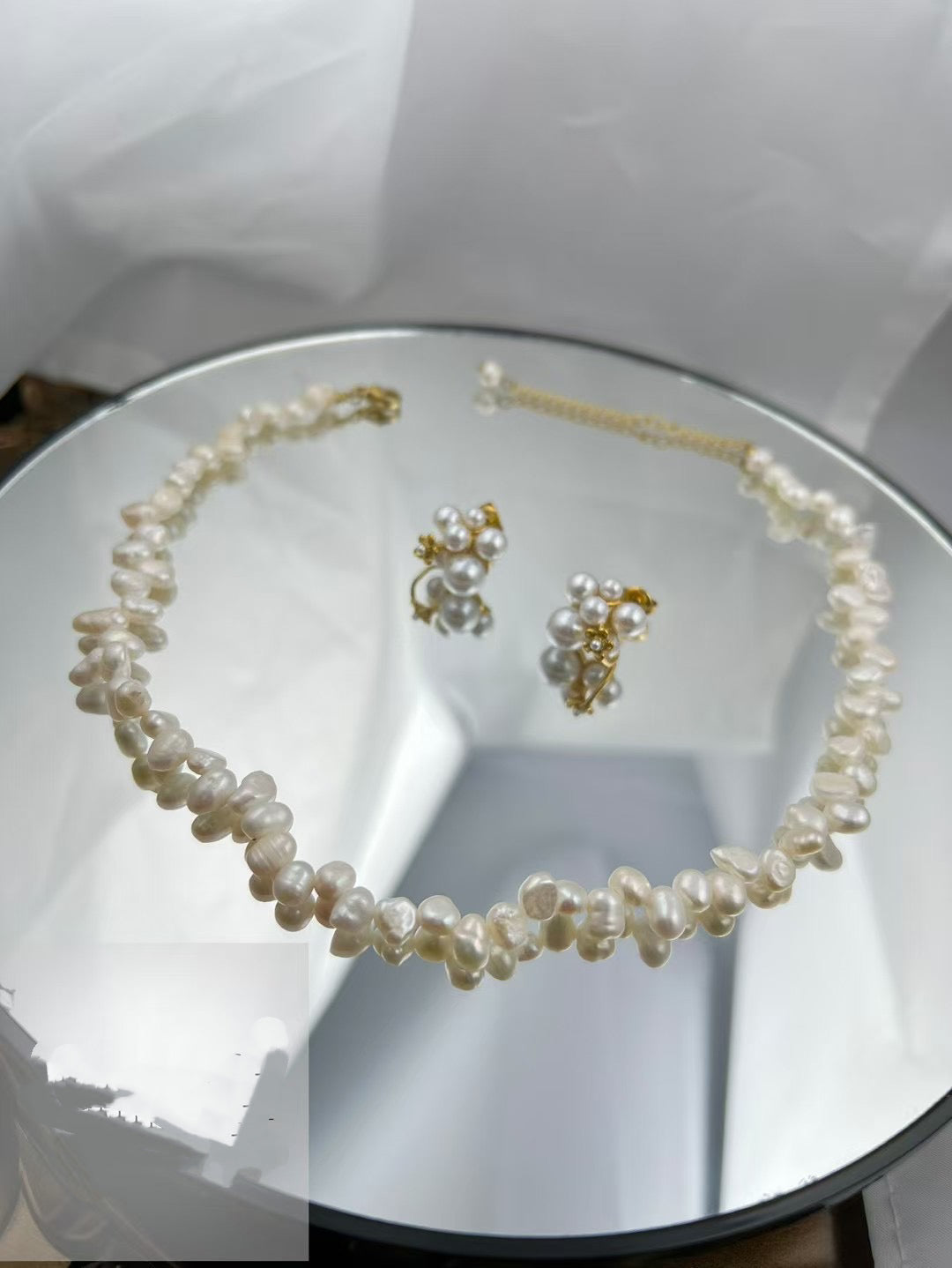 Genuine Pearl Necklace & Earrings Set – Timeless Luxury(44)