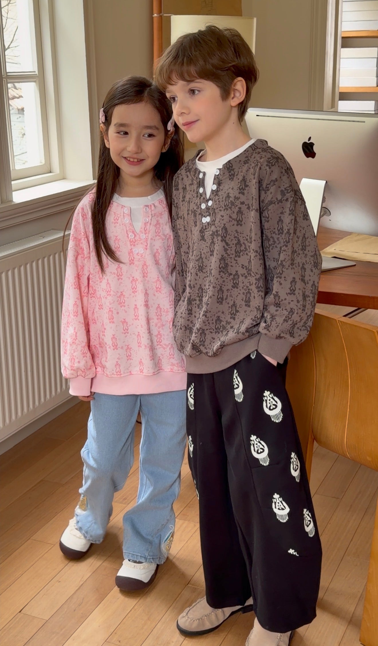 Kids Cotton Ikat Long Sleeve Shirt – Lightweight Unisex Spring Summer Top