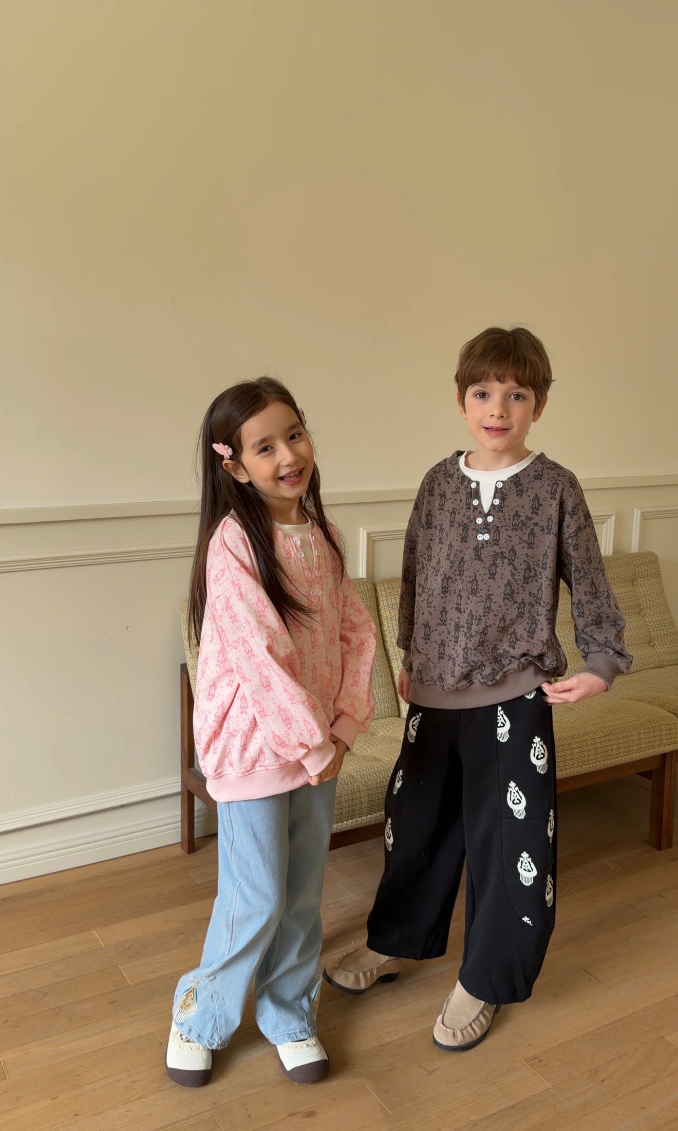 Kids Cotton Ikat Long Sleeve Shirt – Lightweight Unisex Spring Summer Top