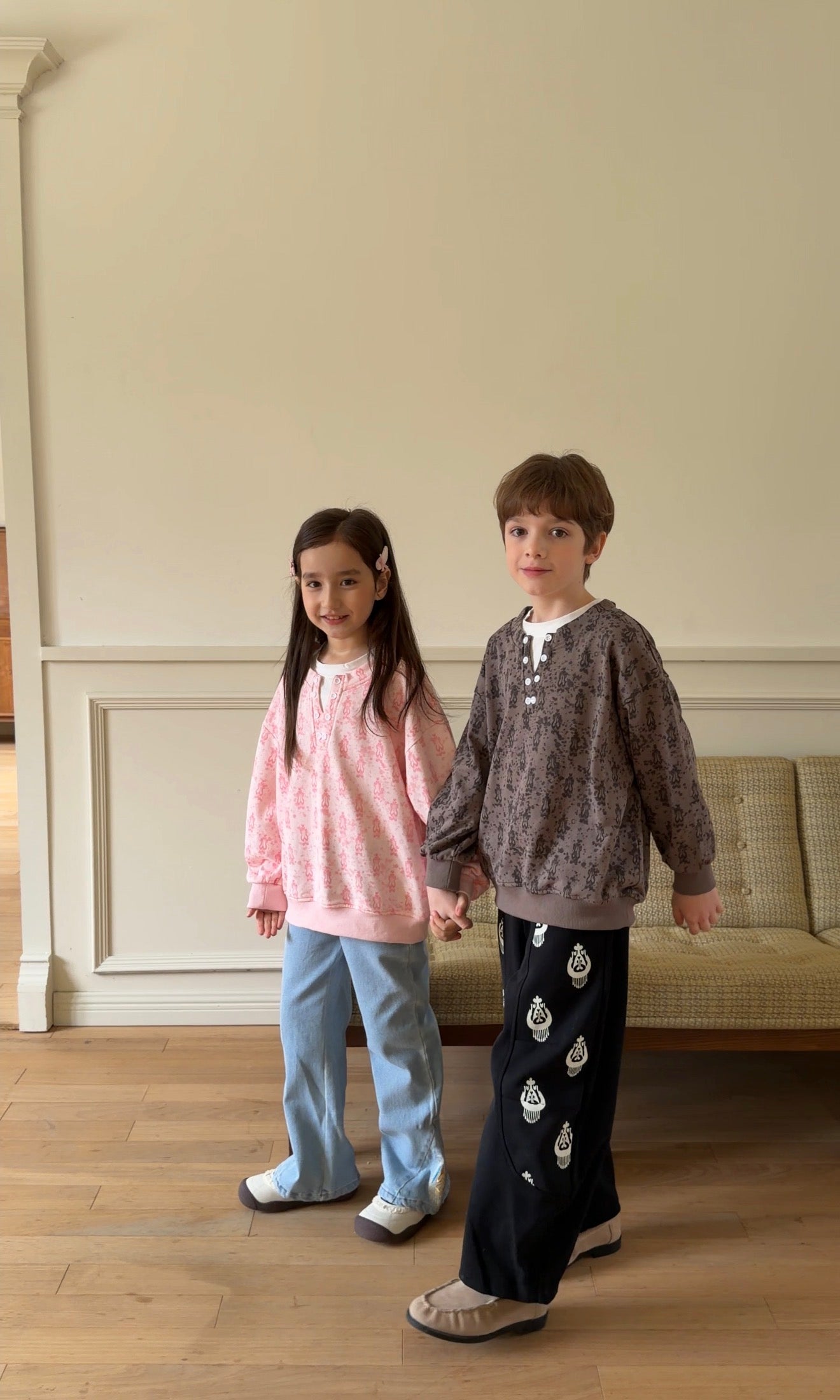 Kids Cotton Ikat Long Sleeve Shirt – Lightweight Unisex Spring Summer Top