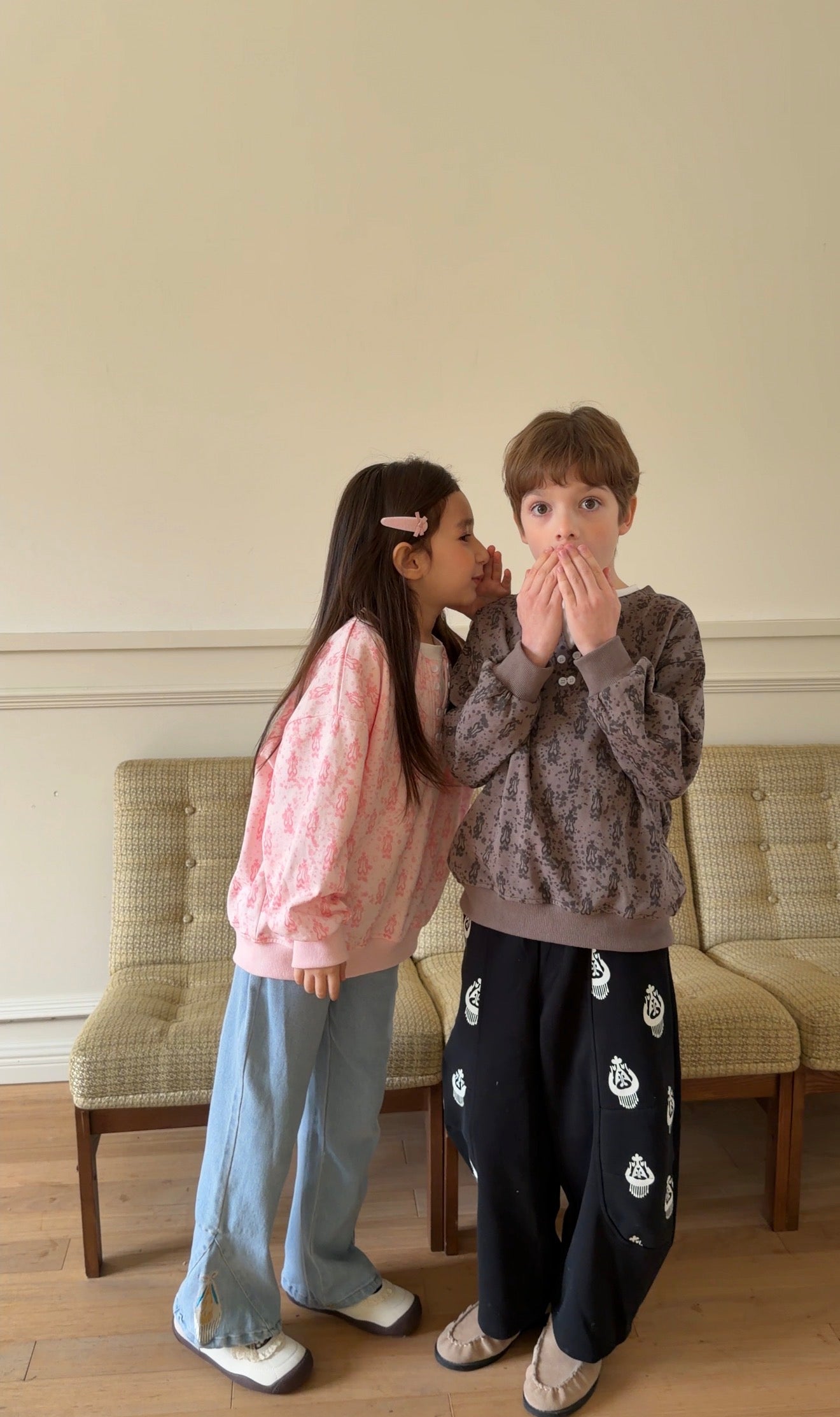 Kids Cotton Ikat Long Sleeve Shirt – Lightweight Unisex Spring Summer Top