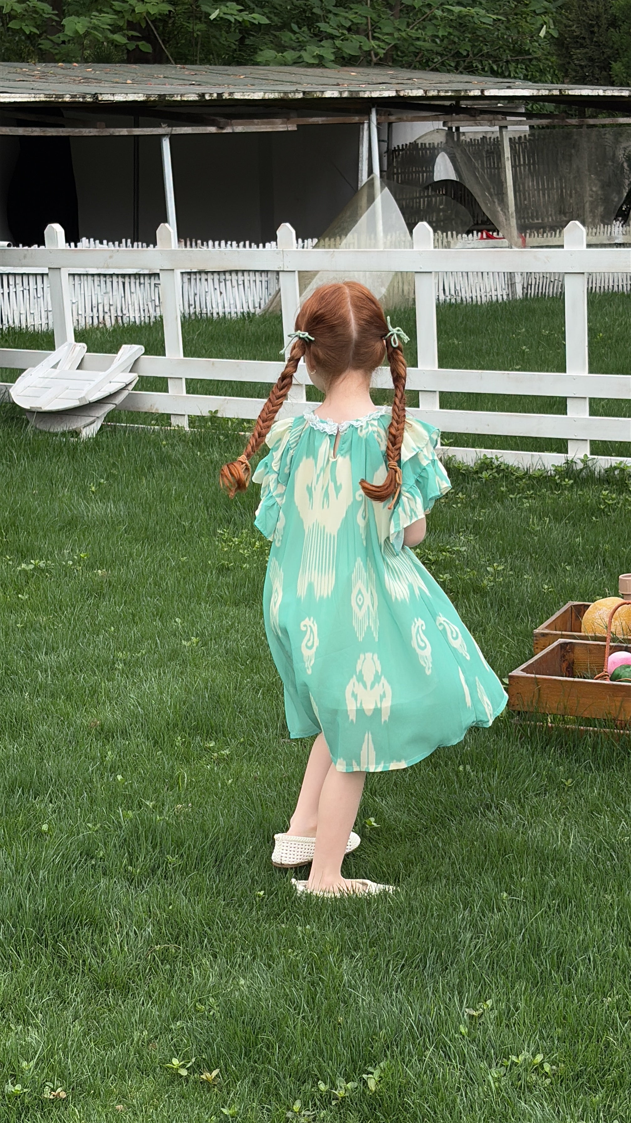 Mint Green Flutter Sleeve Ikat Dress – Liwanay Kids