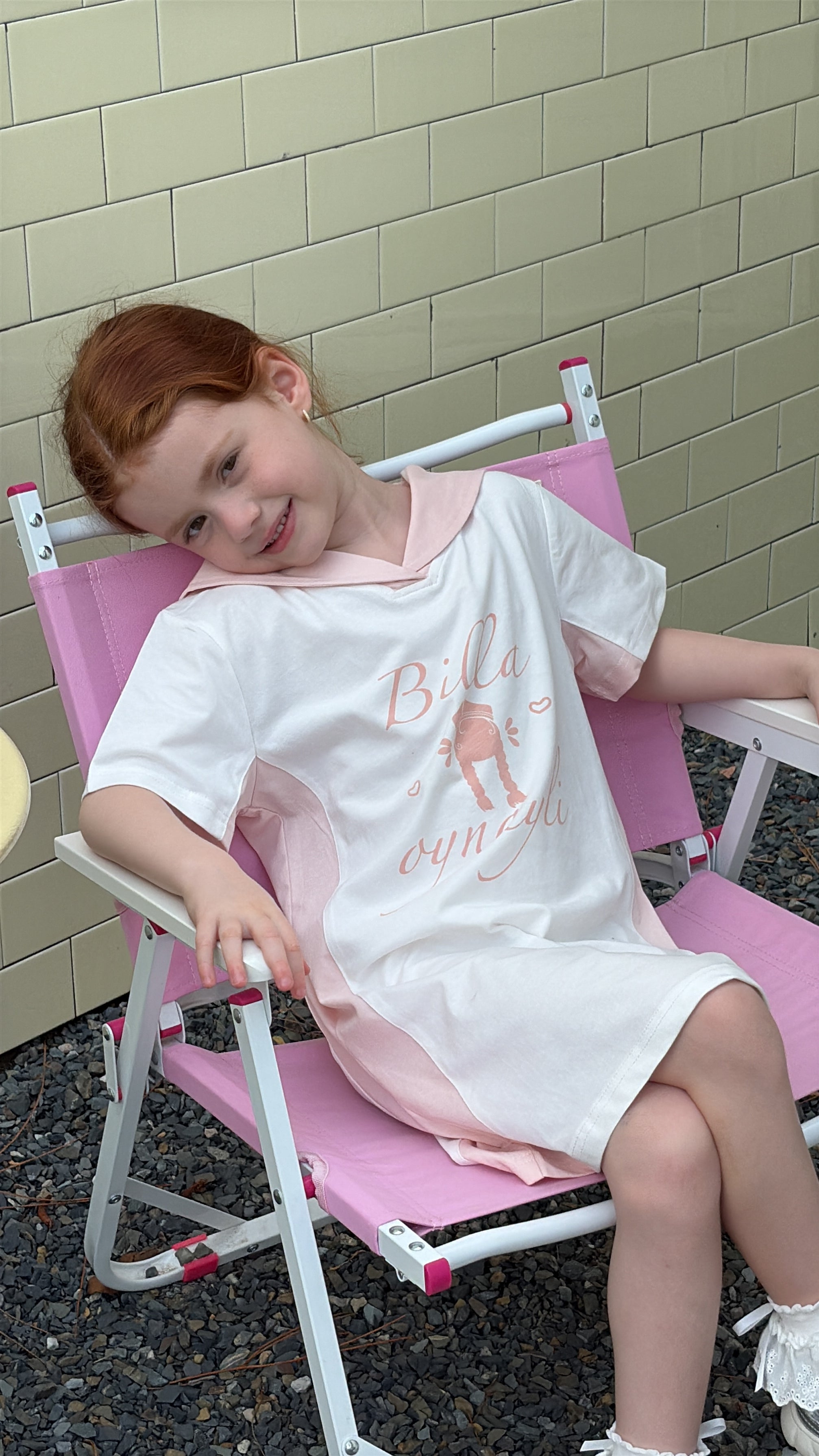 Sporty Sailor-Collar Cotton Dress – "Bella" Print