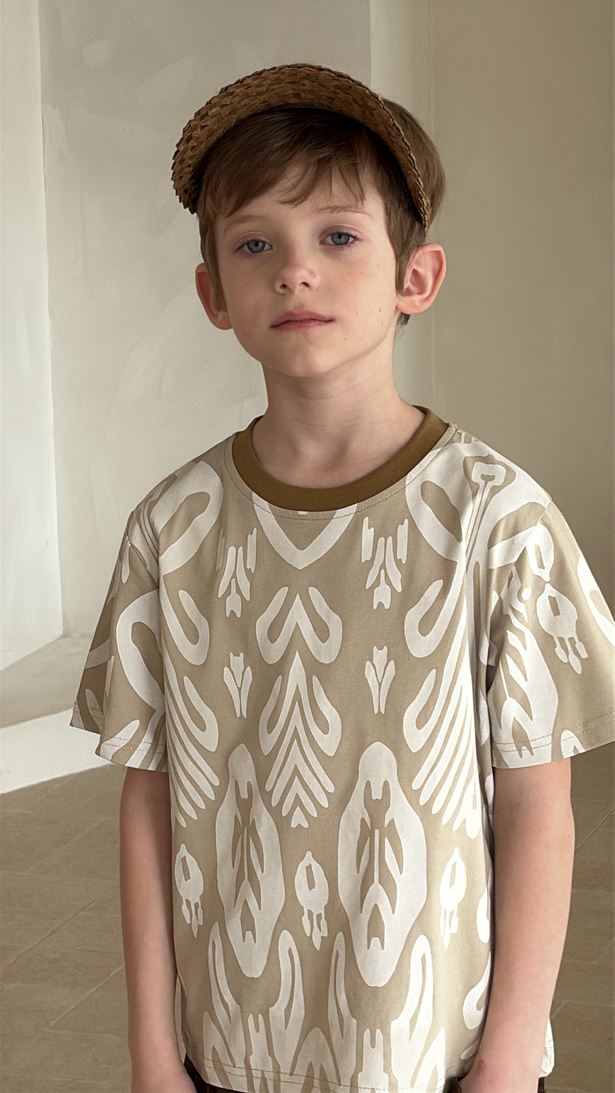 Kids Ikat Cotton T-Shirt – Atlas Pattern Summer Tee (Soft & Breathable)