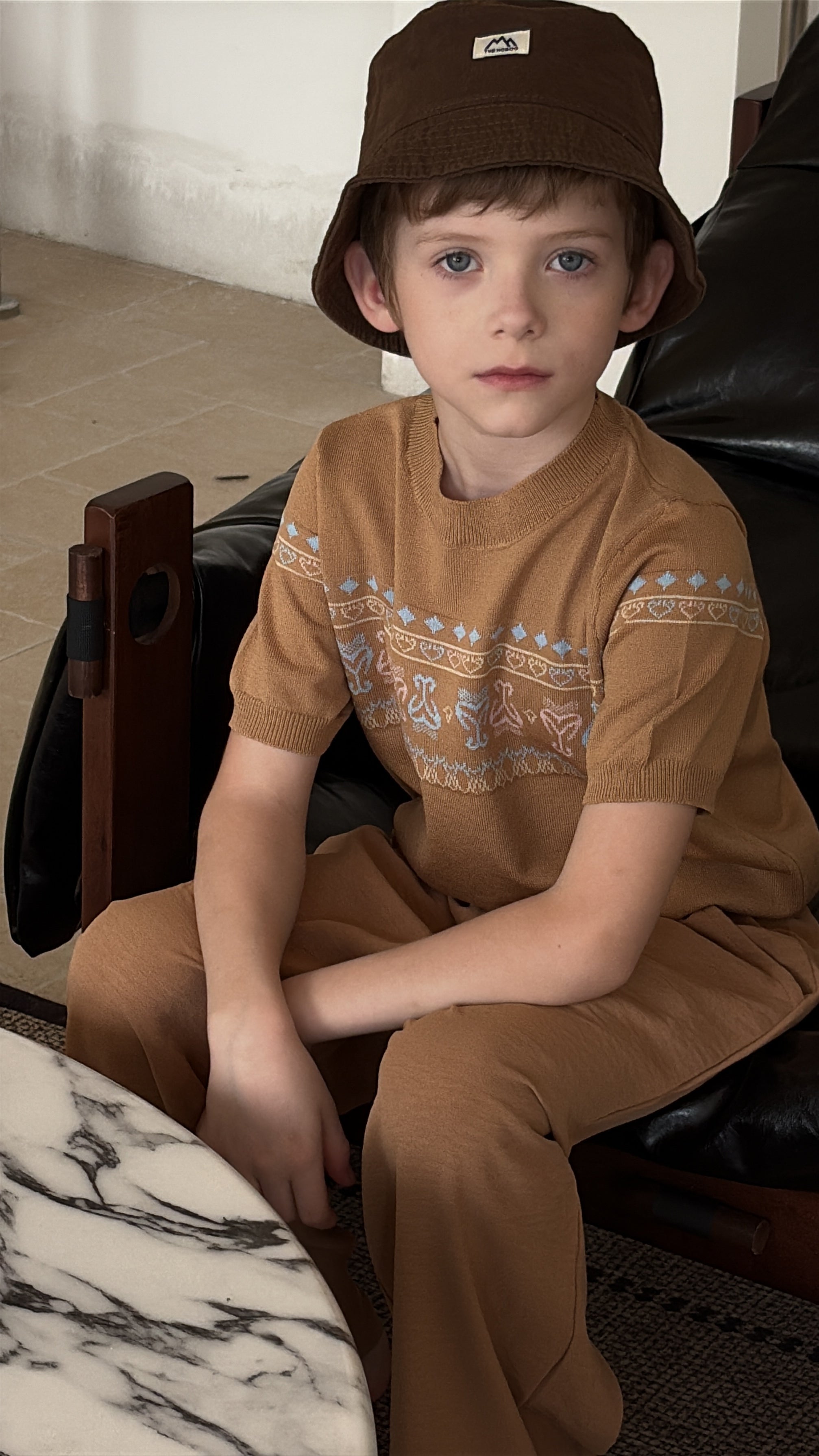 “Summer Weave” Ice Silk Knit Tee – Breathable & Unisex | Uyghur-Inspired Pattern