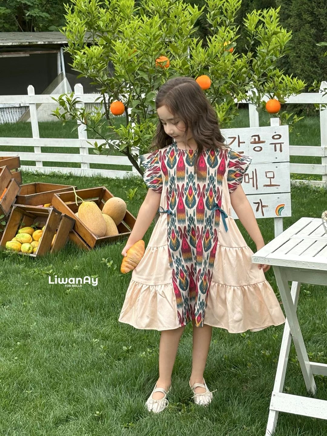 Limited Edition Princess Dress – Ikat Colorblock Style