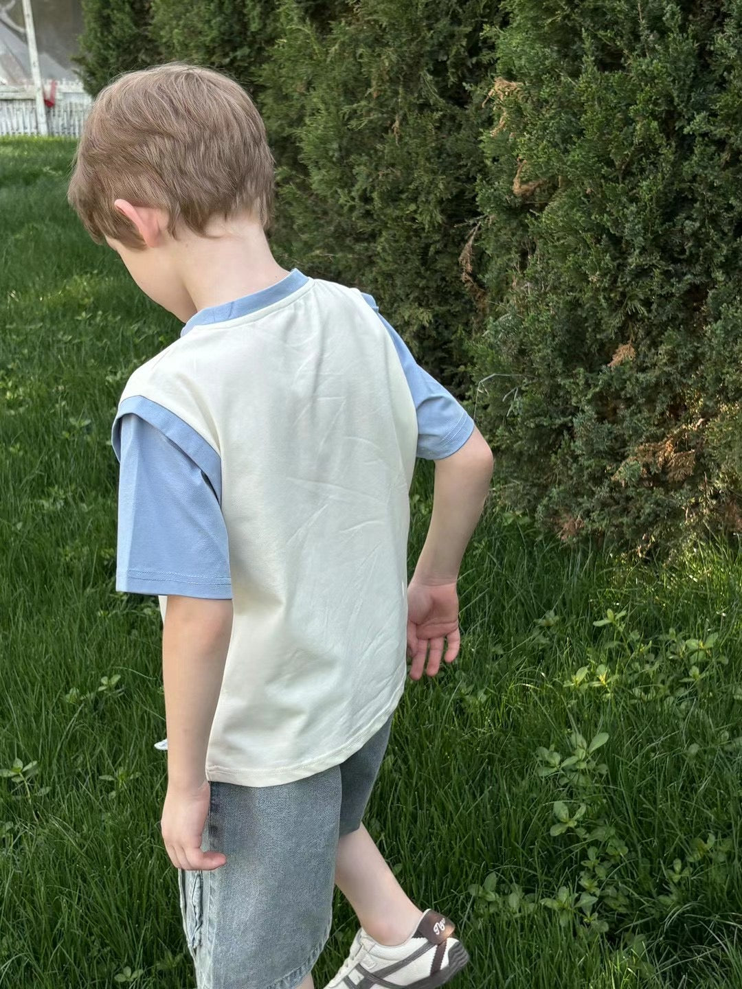 “Almond Blessing” Boys’ T-Shirt – Uyghur Badam Motif | Soft Cotton Blend