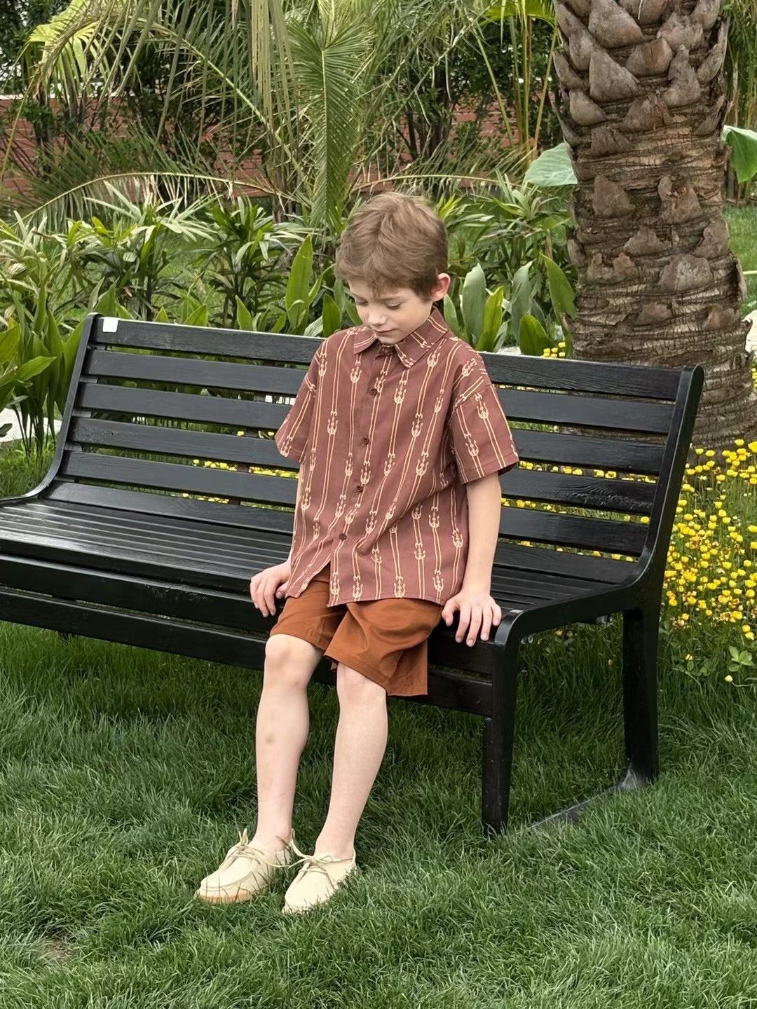 “Heritage Lines” Boy's Ikat /Atlas Shirt – Cotton | Uyghur-Uzbek Cultural Fusion