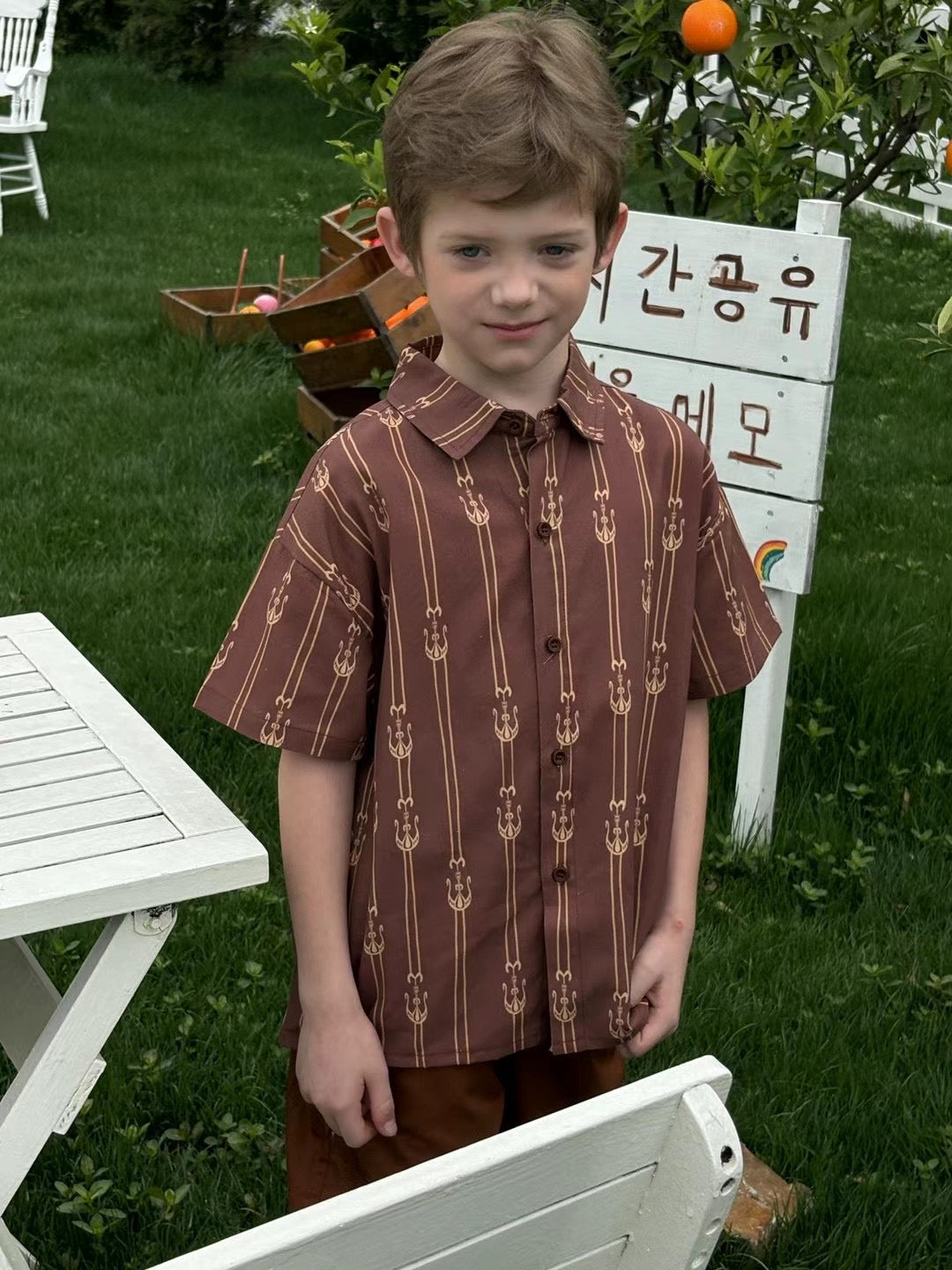 “Heritage Lines” Boy's Ikat /Atlas Shirt – Cotton | Uyghur-Uzbek Cultural Fusion