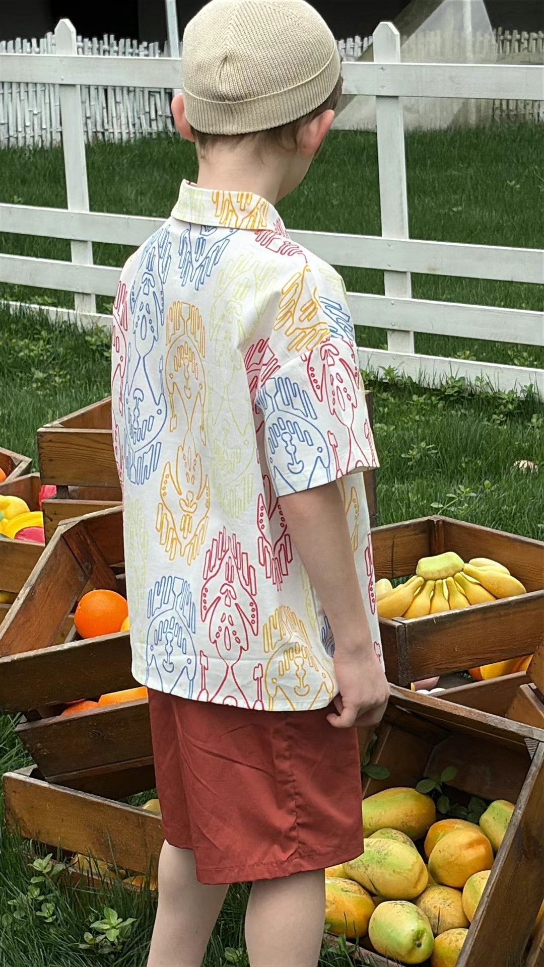 Boys’ Multicolor Ikat-Inspired Cotton Shirt – 100% Soft Cotton