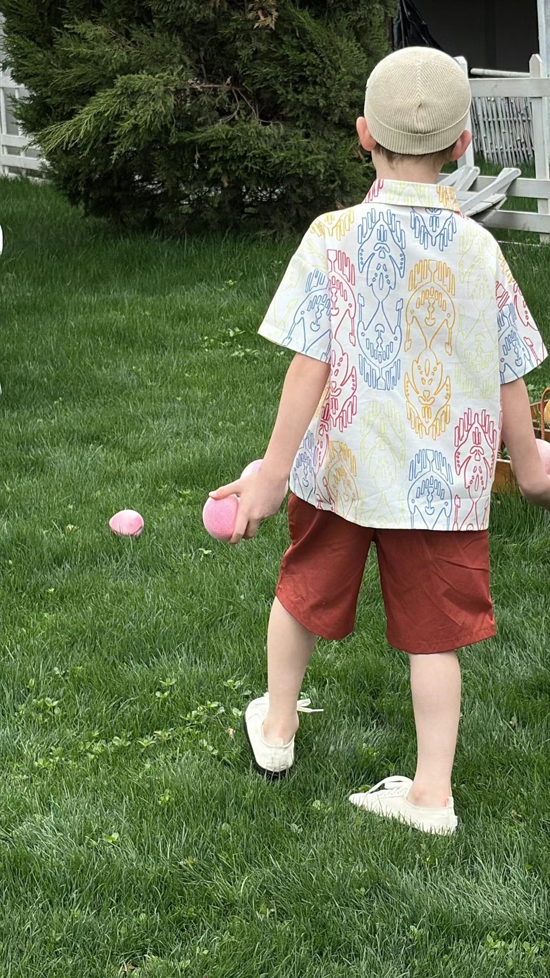 Boys’ Multicolor Ikat-Inspired Cotton Shirt – 100% Soft Cotton