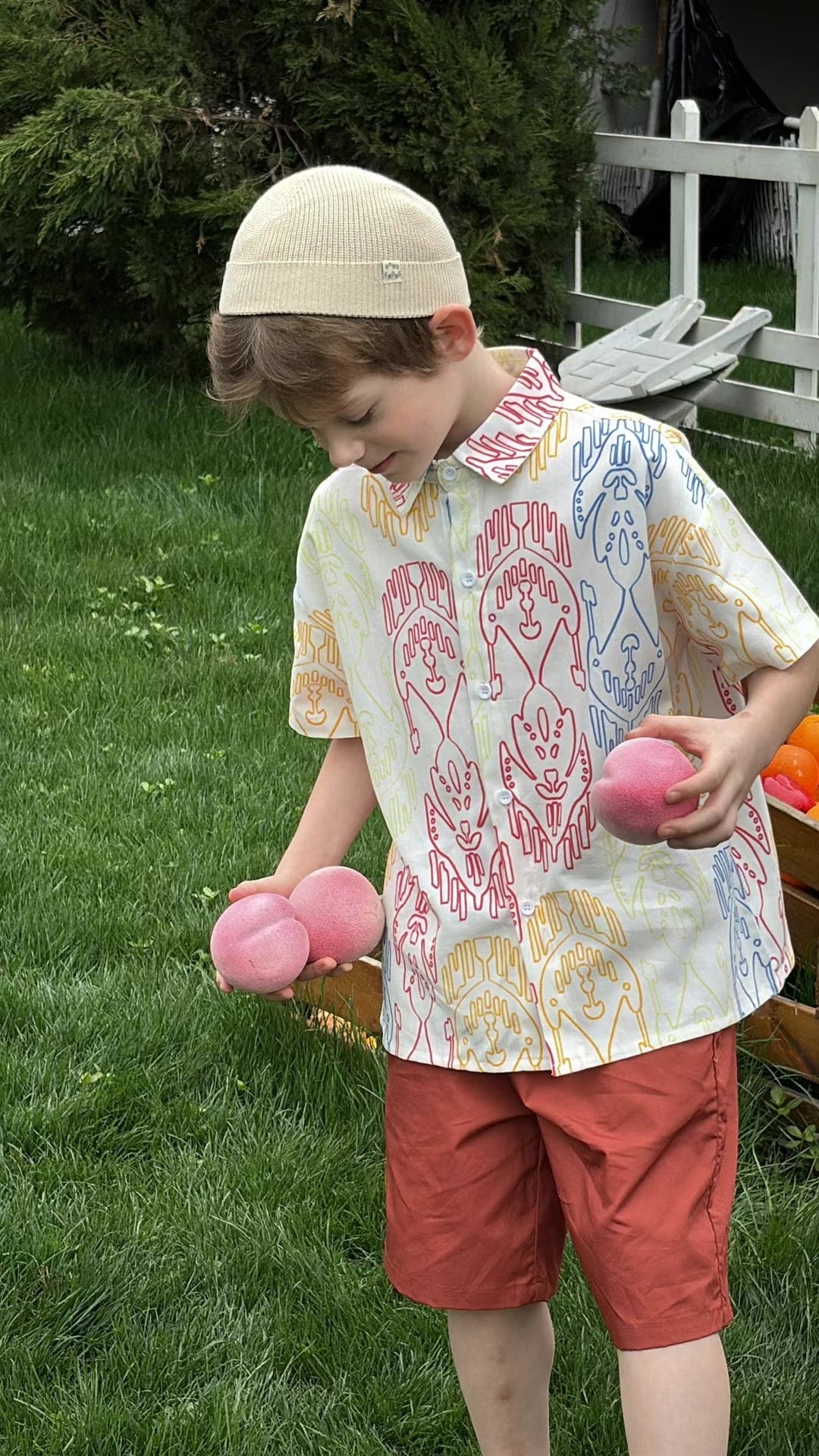 Boys’ Multicolor Ikat-Inspired Cotton Shirt – 100% Soft Cotton