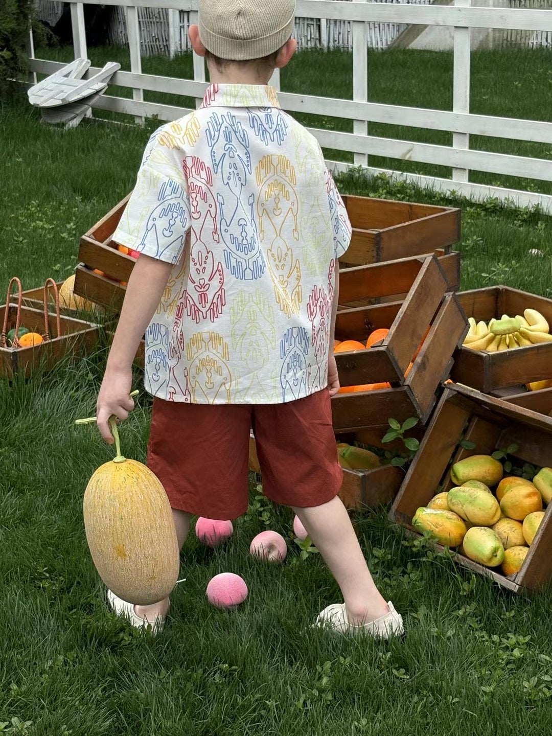 Boys’ Multicolor Ikat-Inspired Cotton Shirt – 100% Soft Cotton