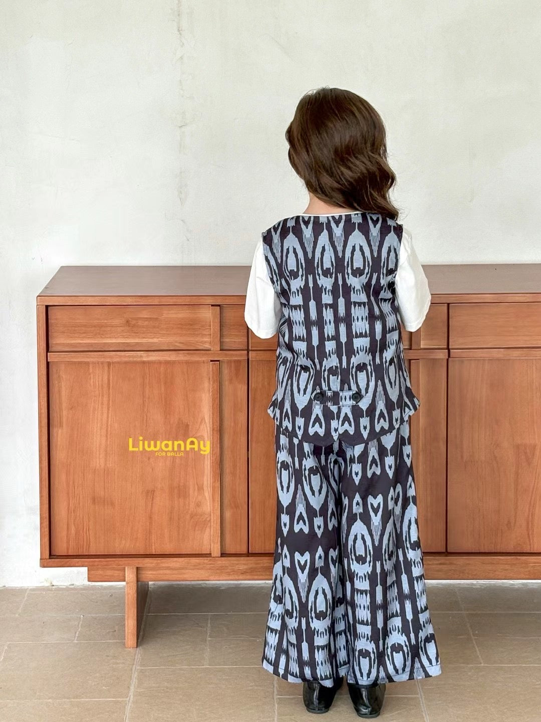 Kids Ikat 3-Piece Outfit Set β Cotton Lounge Set with Atlas Pattern