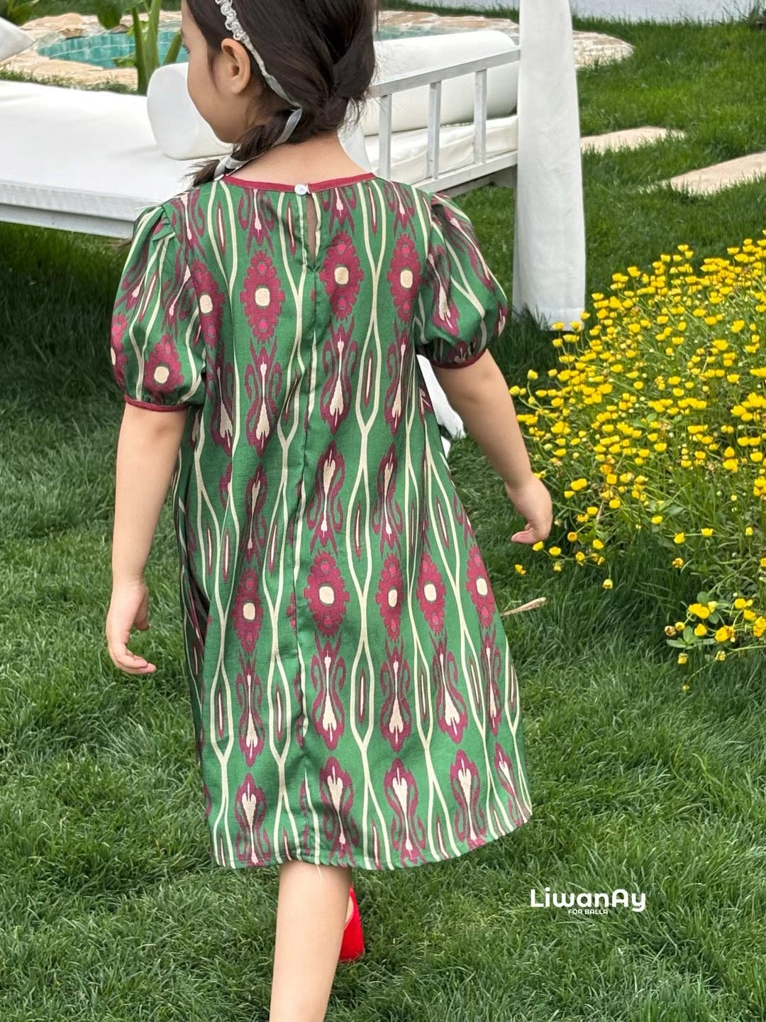 Limited Edition – Forest Green Tulip Ikat Dress (One per Size)