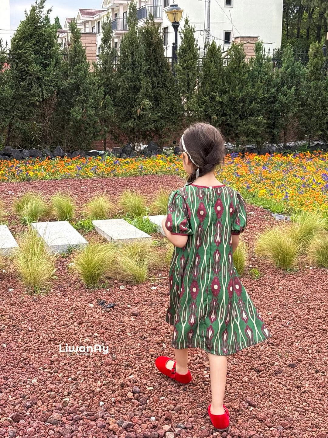 Limited Edition – Forest Green Tulip Ikat Dress (One per Size)