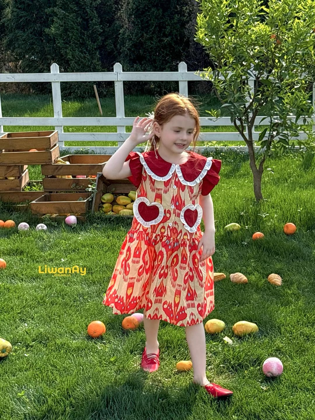 Holiday Celebration Dress – Premium Cotton with Heart Embroidery