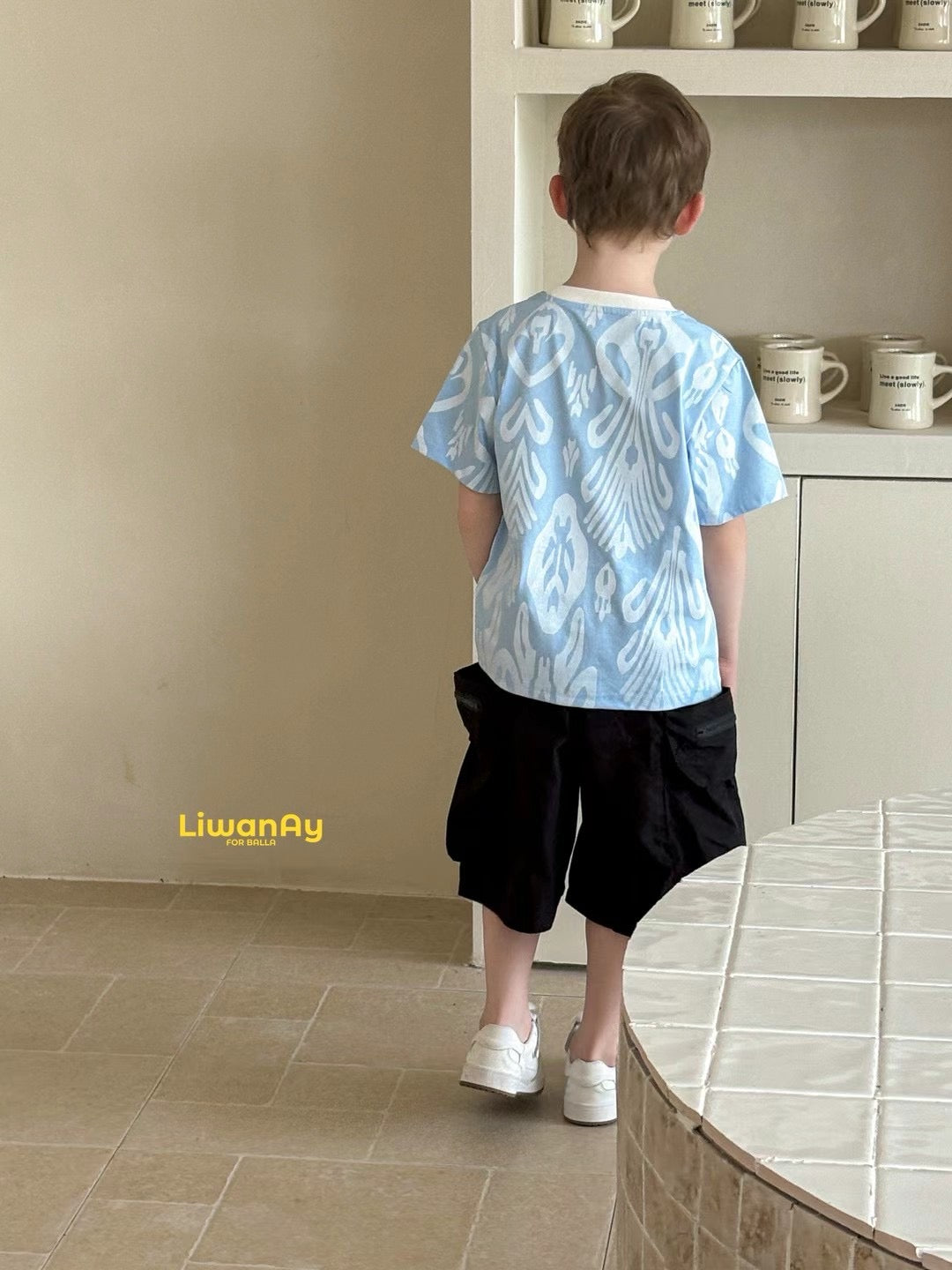 Kids Ikat Cotton T-Shirt – Atlas Pattern Summer Tee (Soft & Breathable)